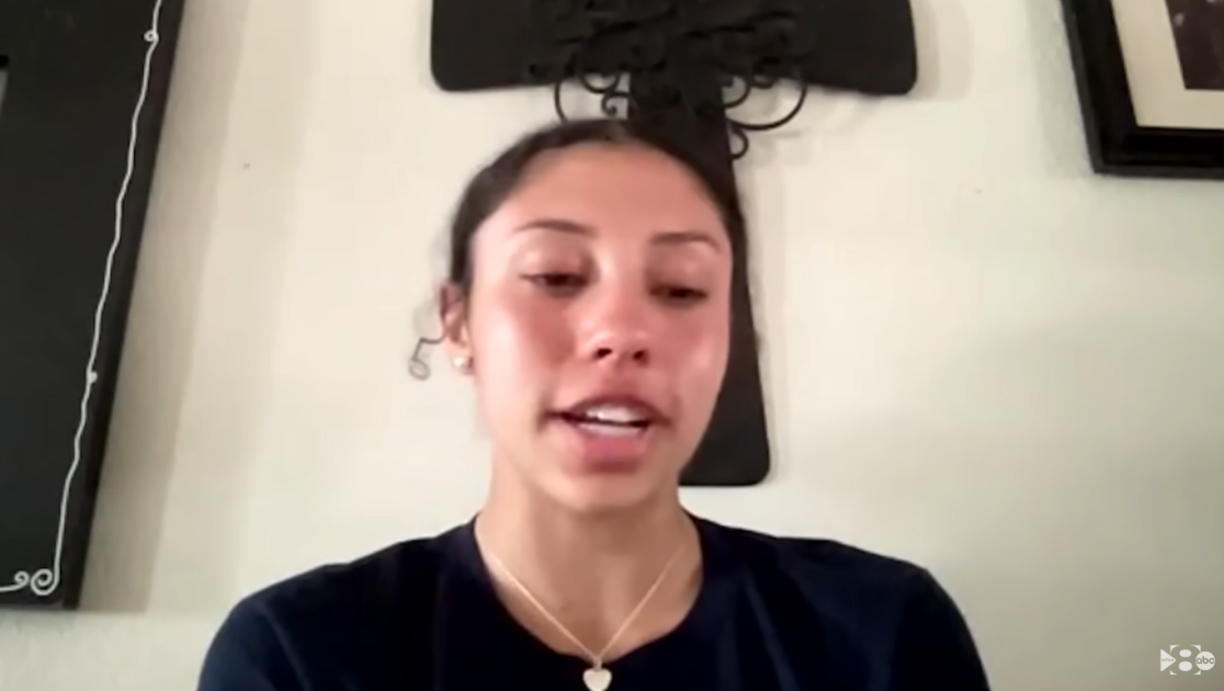 Eva Love, Ava Moore's best friend, becomes emotional as she remembers Ava's kindness, leadership, and plans to serve her country | Source: YouTube/WFAA8