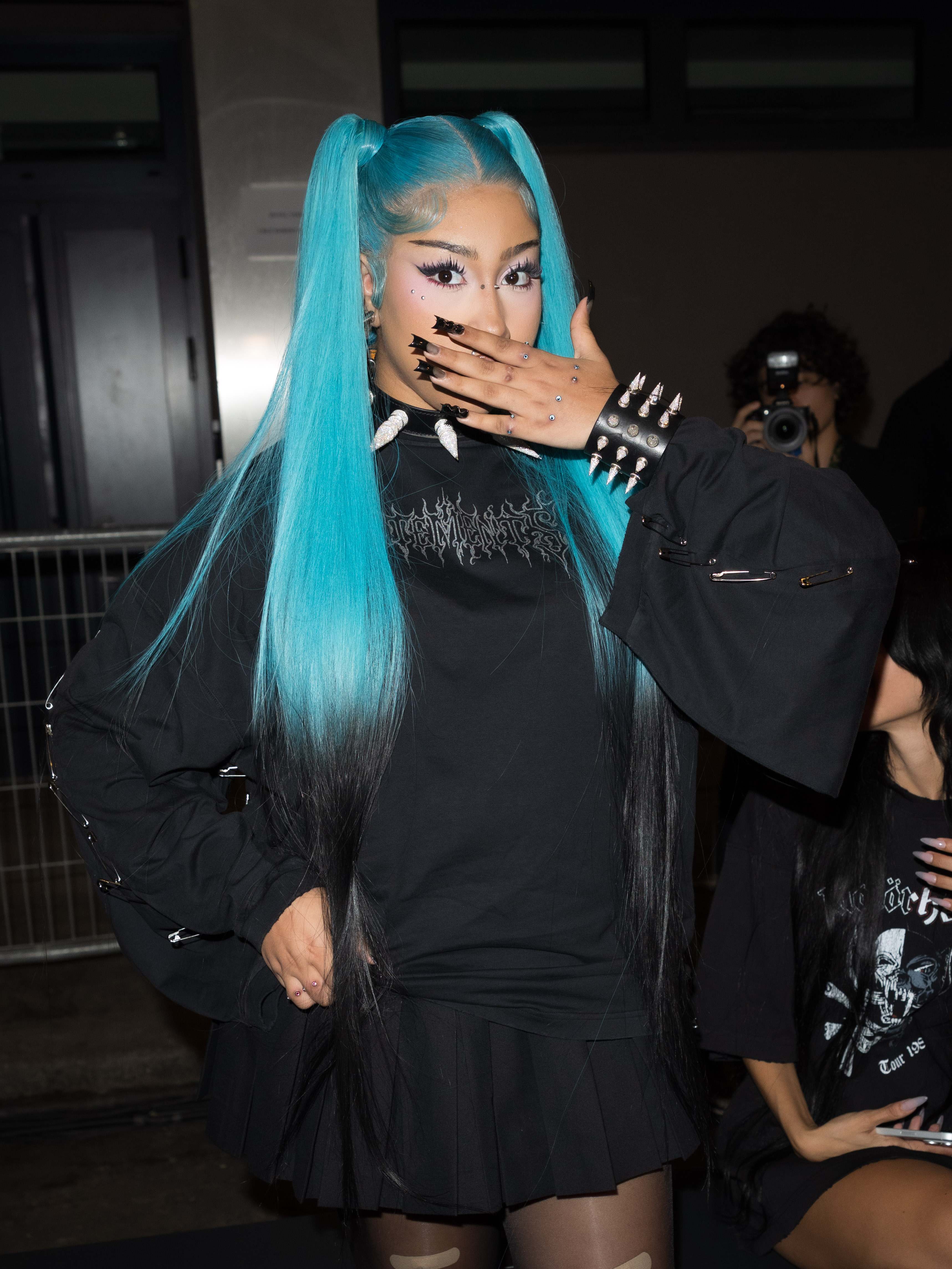 North West got everyone talking with the noticeable band-aids she wore on her face. At this event, she attended the Vetements Menswear Spring/Summer 2027 show on June 26, 2026, in Paris, France. | Source: Getty Images