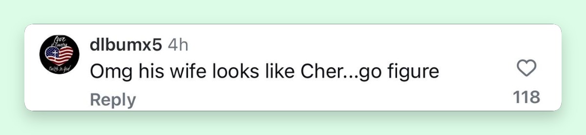 A netizen's comment about Chaz Bono's wedding, from a post dated March 13, 2026 | Source: Instagram/people