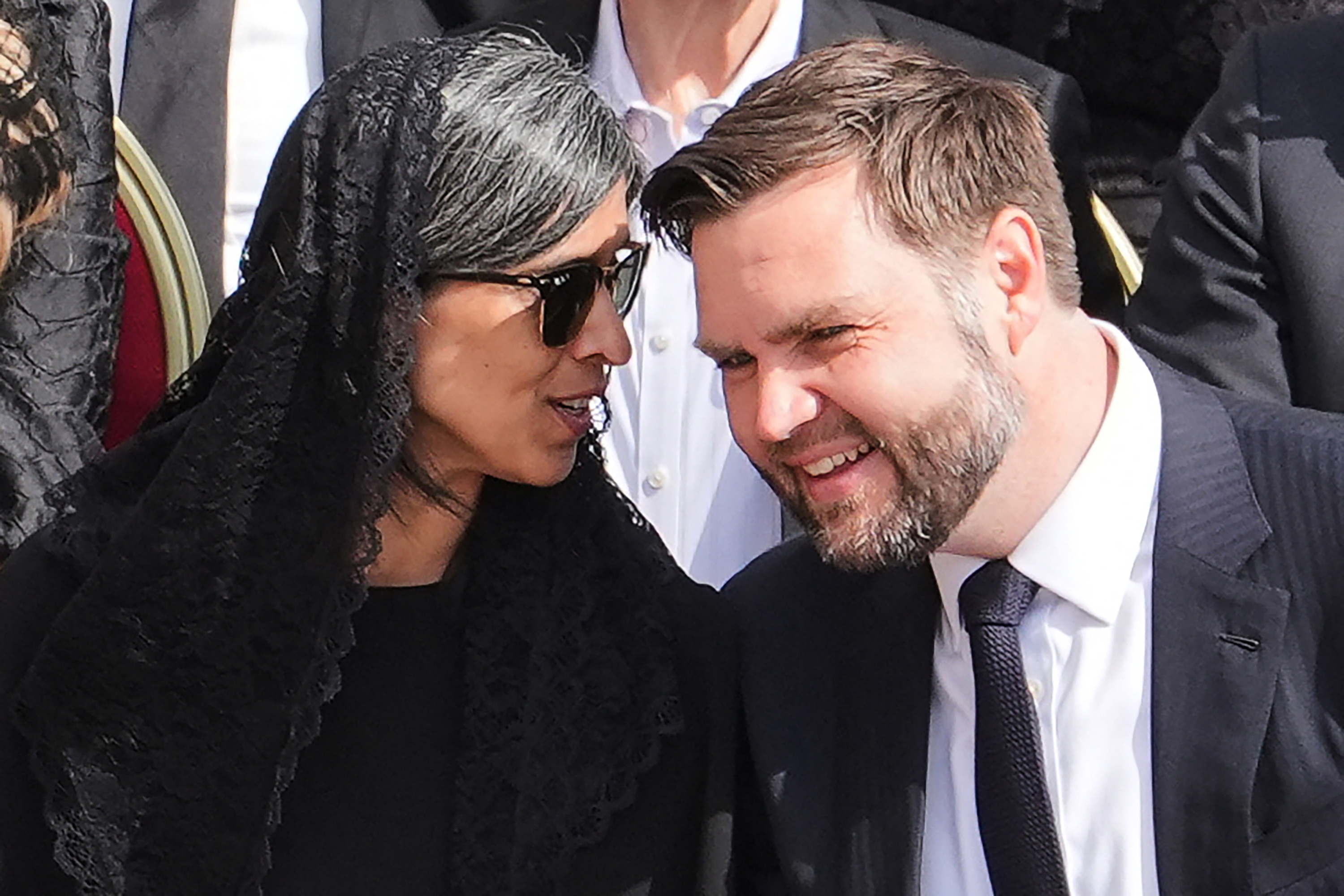 JD Vance and Usha Vance attend a Holy Mass for the Beginning of the Pontificate of Pope Leo XIV, in St Peter's square in The Vatican on May 18, 2025 | Source: Getty Images