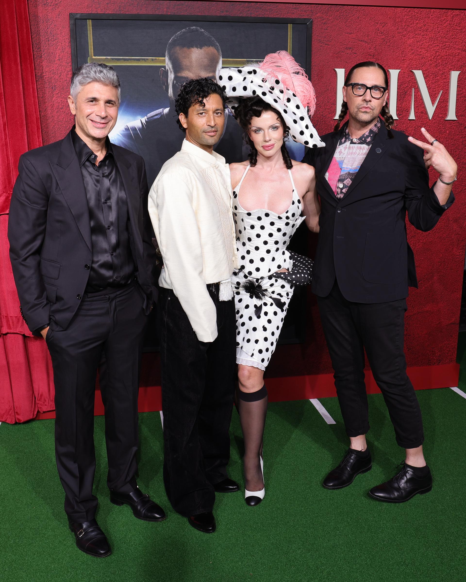 Win Rosenfeld, Justin Tipping, Julia Fox, and Ian Cooper attend the premiere of Universal Pictures' "Him" at TCL Chinese Theatre on September 17, 2025, in Hollywood, California | Source: Getty Images