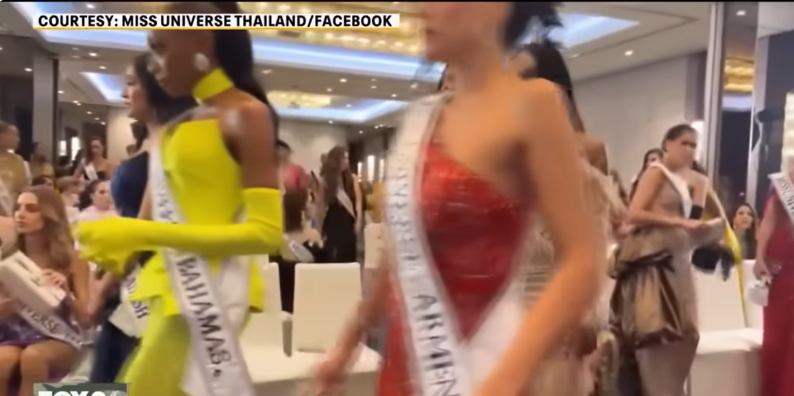 The moment other contestants walked out during the pre-pageant promotional event in the host country,  as seen from a video post dated November 6, 2025. | Source: YouTube/FOX26Houston