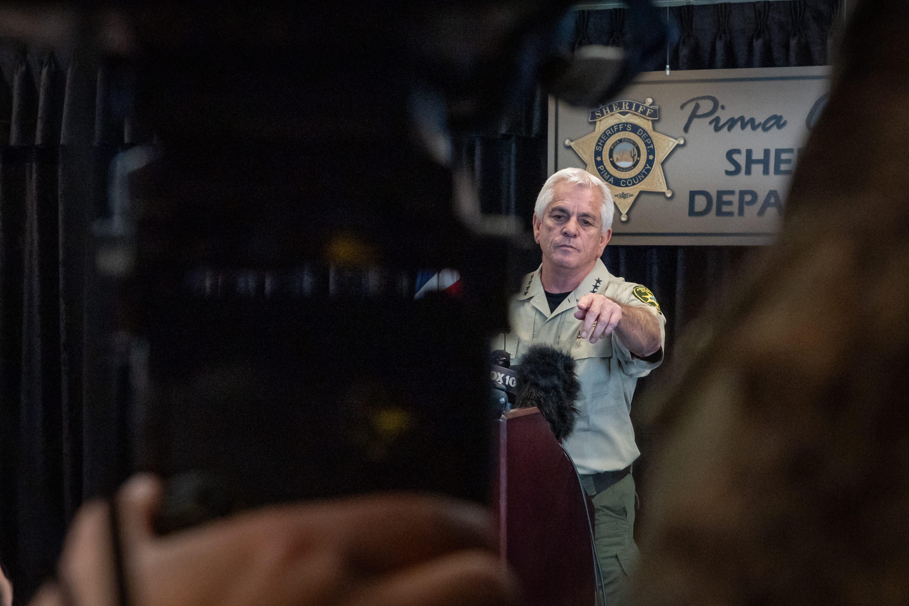 Pima County Sheriff Chris Nanos speaks during a news conference in Tucson, Arizona, on February 3, 2026 | Source: Getty Images