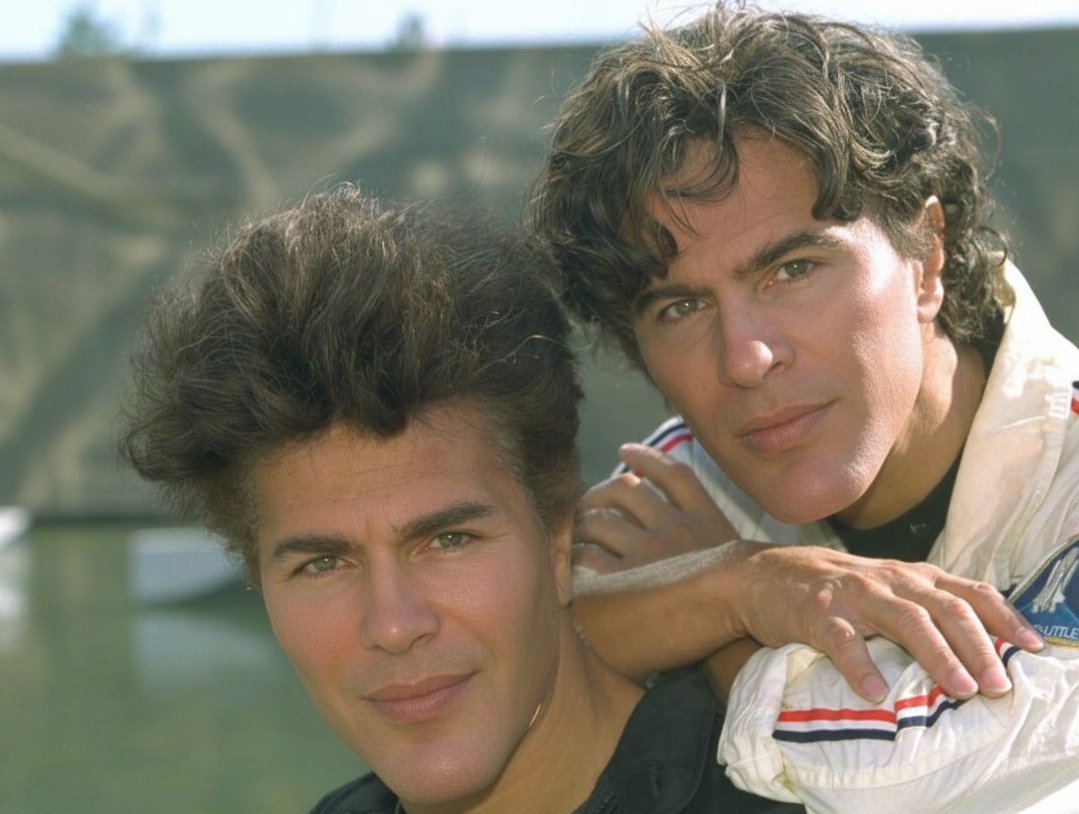 In this AI-generated portrait, Igor and Grichka Bogdanoff radiate youthful energy, with their natural features still evident — slimmer noses, subtly defined cheekbones, and proportionate chins that reflect their original appearance. | Source: Gemini AI.