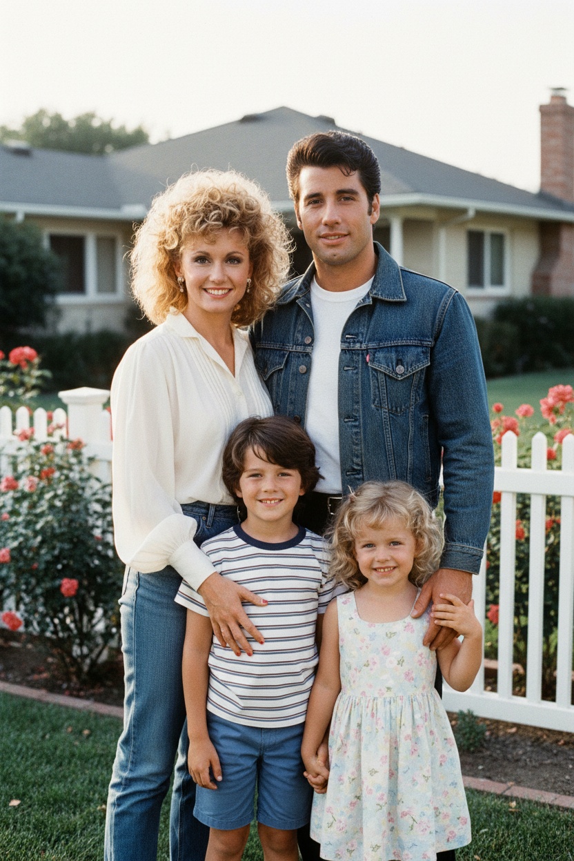 Sandy and Danny with their two kids, if they had a family. | Source: Grok