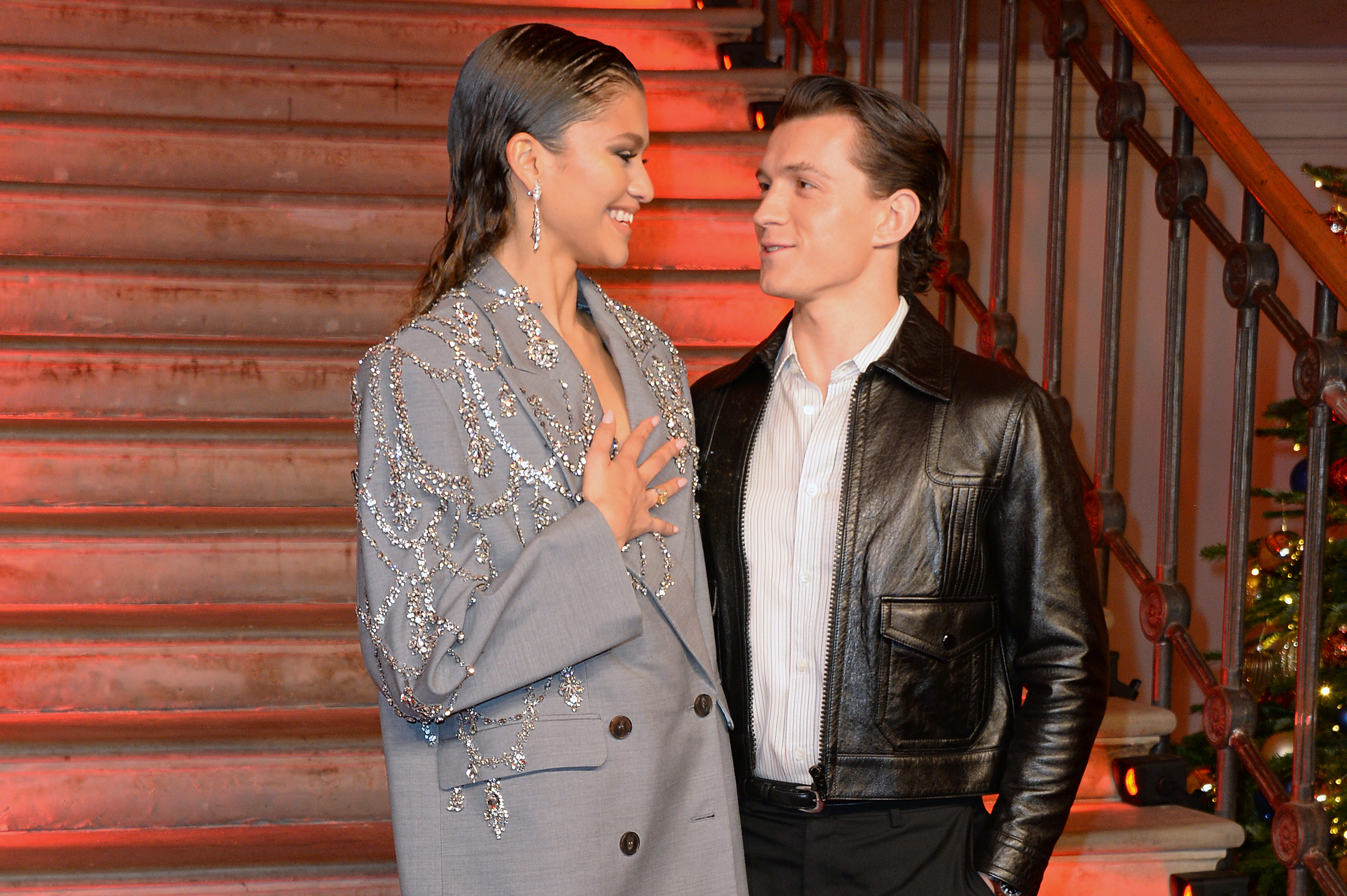 Zendaya and Tom Holland attend a photocall for "Spider-Man: No Way Home" in London on December 5, 2021 | Source: Getty Images
