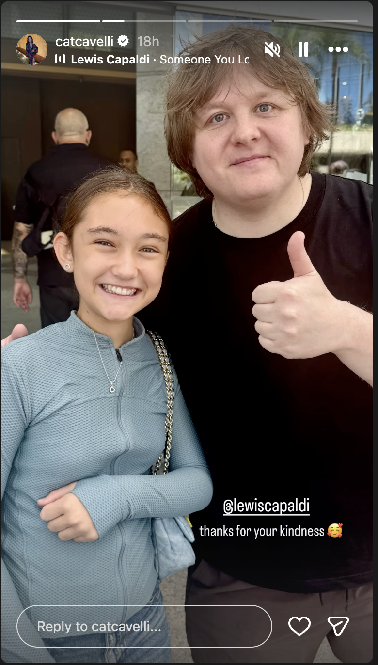 Ada Law and Lewis Capaldi, seen in Harding's Instagram Stories | Source: Instagram/catcavelli