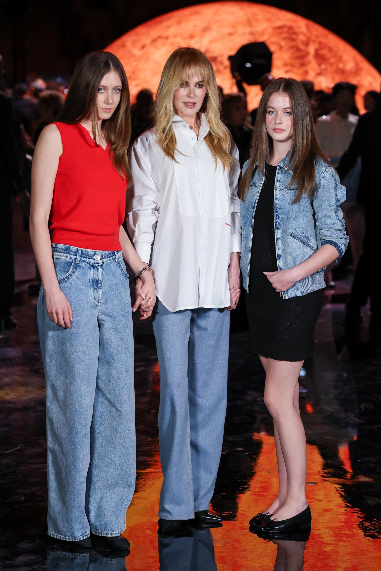 Kidman attended Chanel's Paris Fashion Week show in 2025 with daughters Sunday and Faith, marking her first public work appearance after news of her split from Keith Urban. The outing also drew attention to her freshly debuted bangs and relaxed white-shirt-and-jeans look. | Source: Getty Images