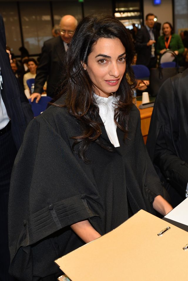 Amal Clooney at the European Court of Human Rights on January 28, 2015 in Strasbourg, France | Source: Getty Images
