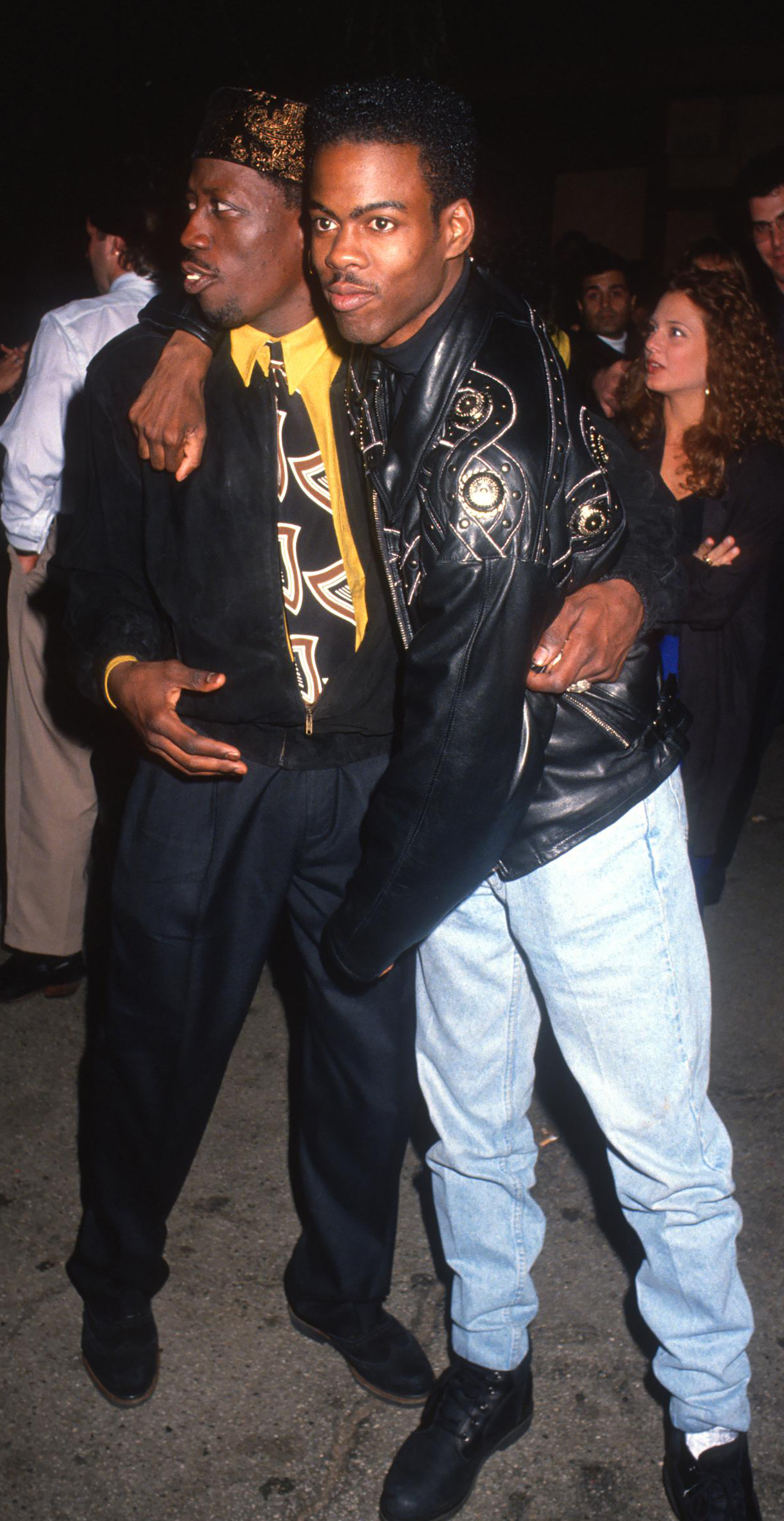 Chris Rock pictured with Wesley Snipes at the Roxbury Club on March 9, 1991 | Source: Getty Images
