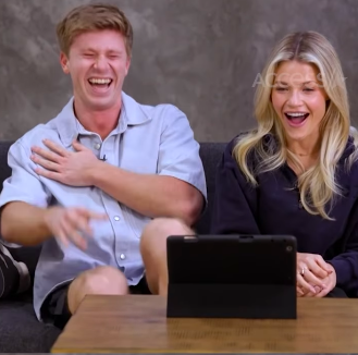 Robert Irwin and Witney Carson reacting with pure joy to Prince William's video call. | Source: Instagram/accesshollywood