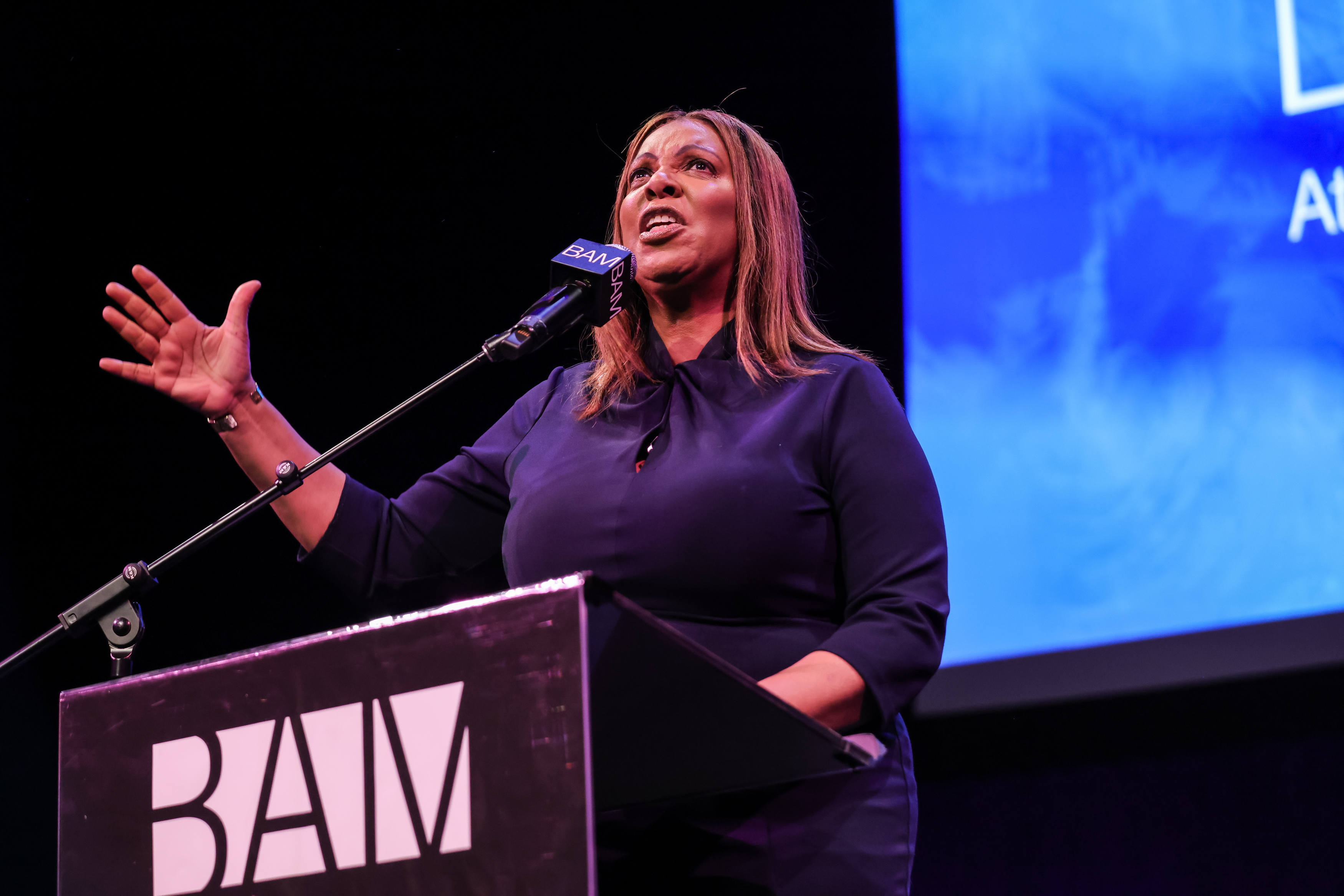 Attorney General Letitia James speaks at the 40th Annual Tribute To Dr. Martin Luther King, Jr. at the BAM in New York City  on January 19, 2026. | Source: Getty Images