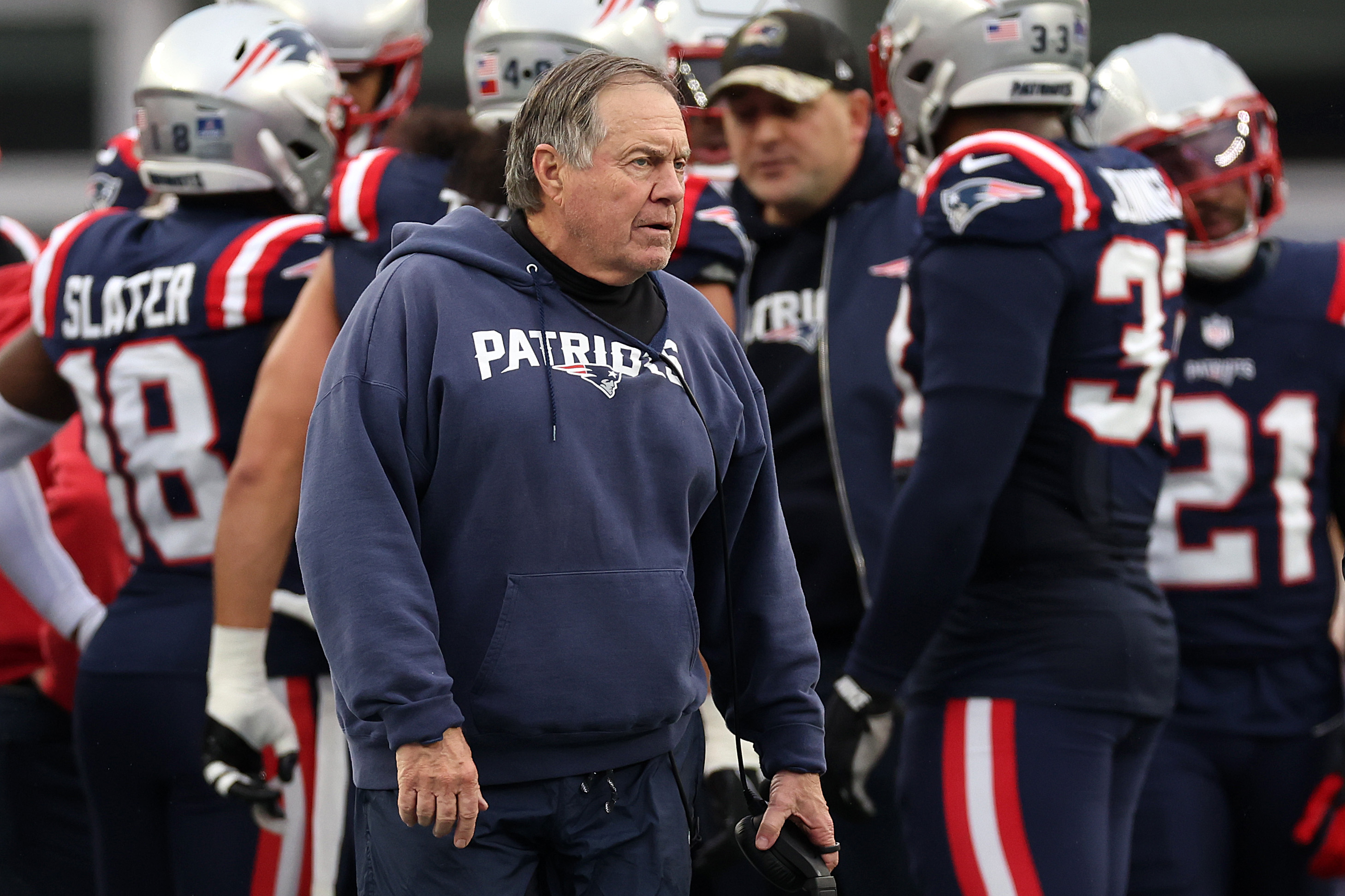 Then New England Patriots Head Coach Bill Belichick during the game against the Kansas City Chiefs at Gillette Stadium on December 17, 2023, in Foxborough, Massachusetts. | Source: Getty Images