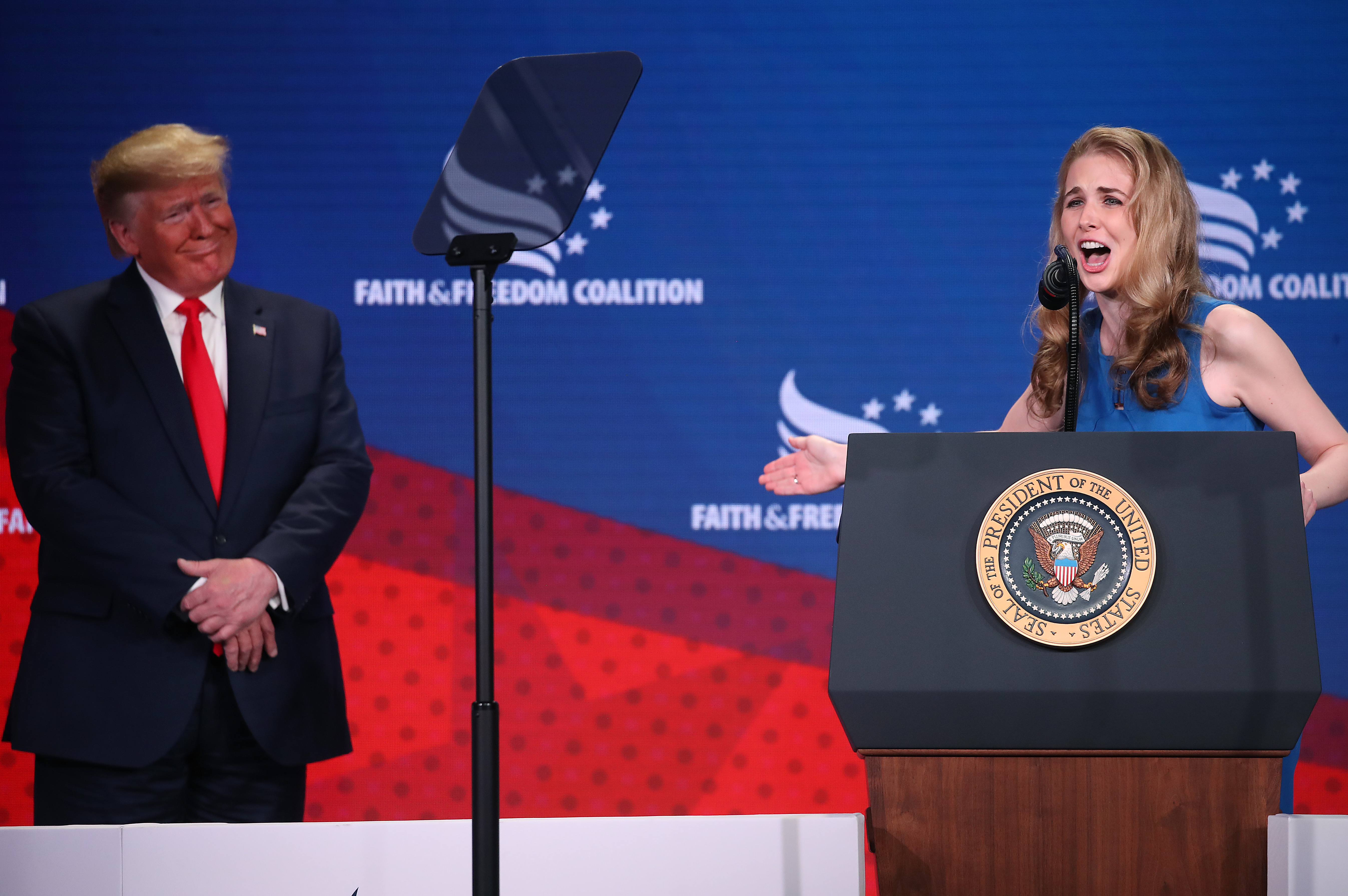 Harp's loyalty to Trump first drew national attention when she publicly credited him with helping save her life during her cancer treatment. That emotional origin story now adds another layer to reports describing her as one of the most devoted and unusually close aides in his orbit. | Source: Getty Images