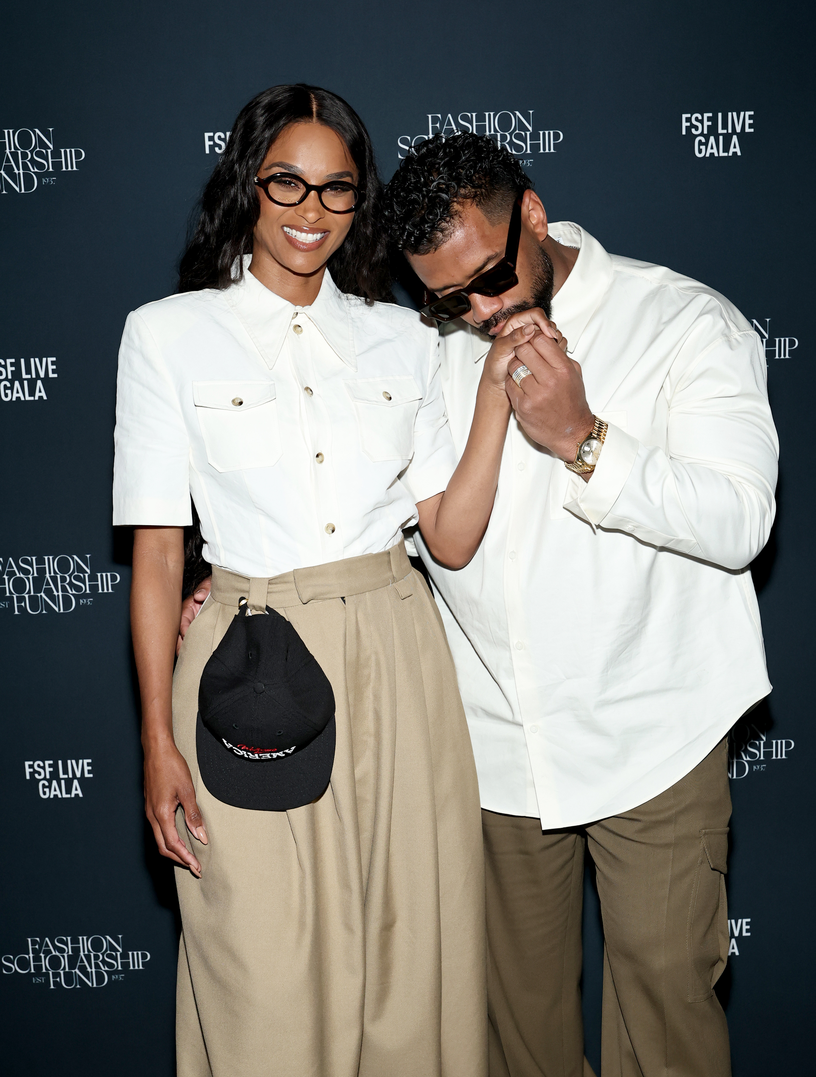 Ciara and Russell Wilson, 37, attend the Fashion Scholarship Fund annual gala at the Glasshouse on March 23, 2026, in New York City.