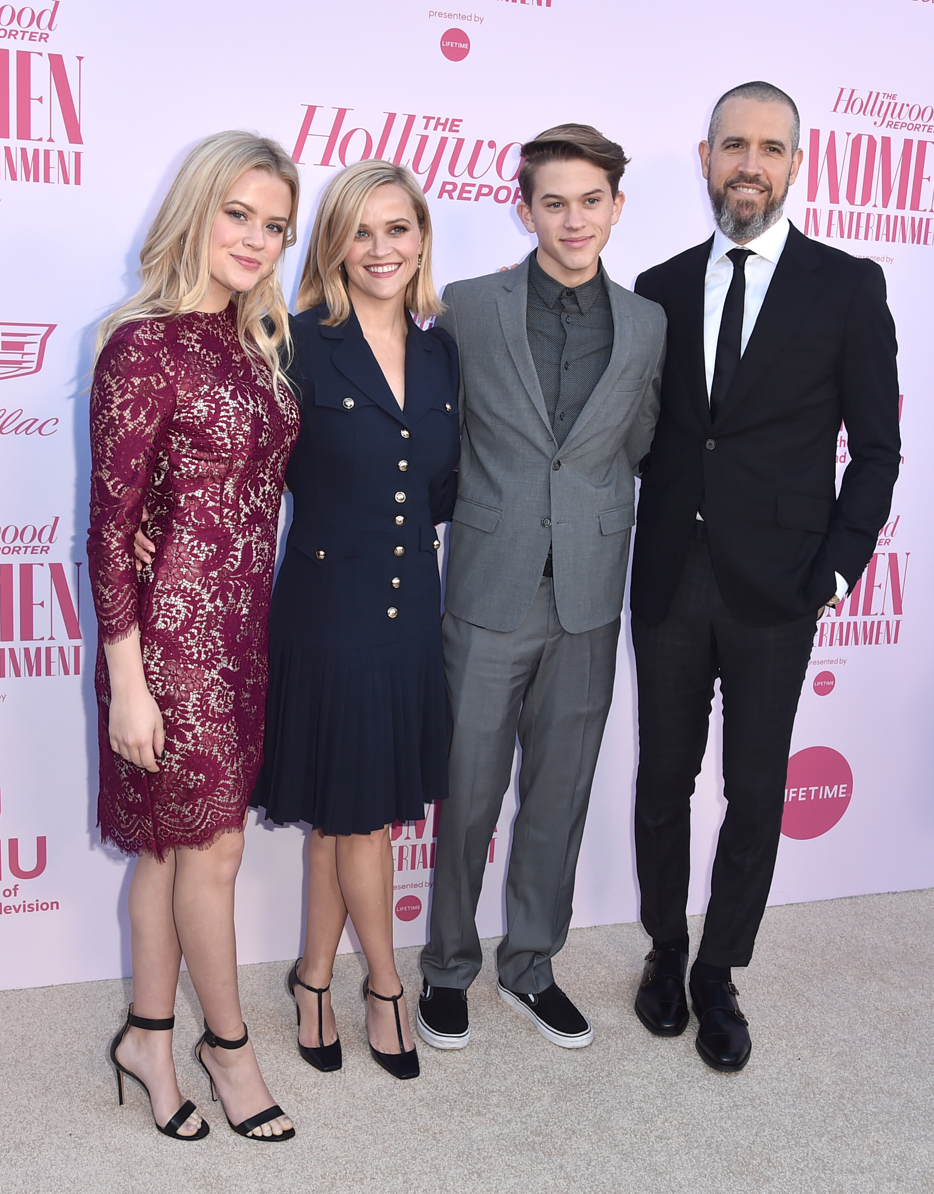 Reese Witherspoon stands with Ava Phillippe, Deacon Reese Phillippe, and Jim Toth at The Hollywood Reporter's Power 100 Women in Entertainment event in Hollywood. | Source: Getty Images