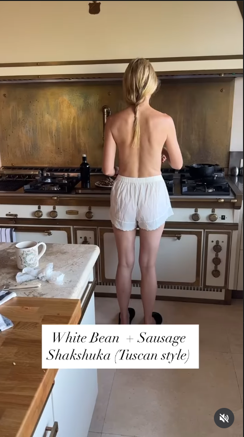 Gwyneth Paltrow cooking topless in her kitchen, dated June 15, 2025 | Source: Instagram/gwynethpaltrow
