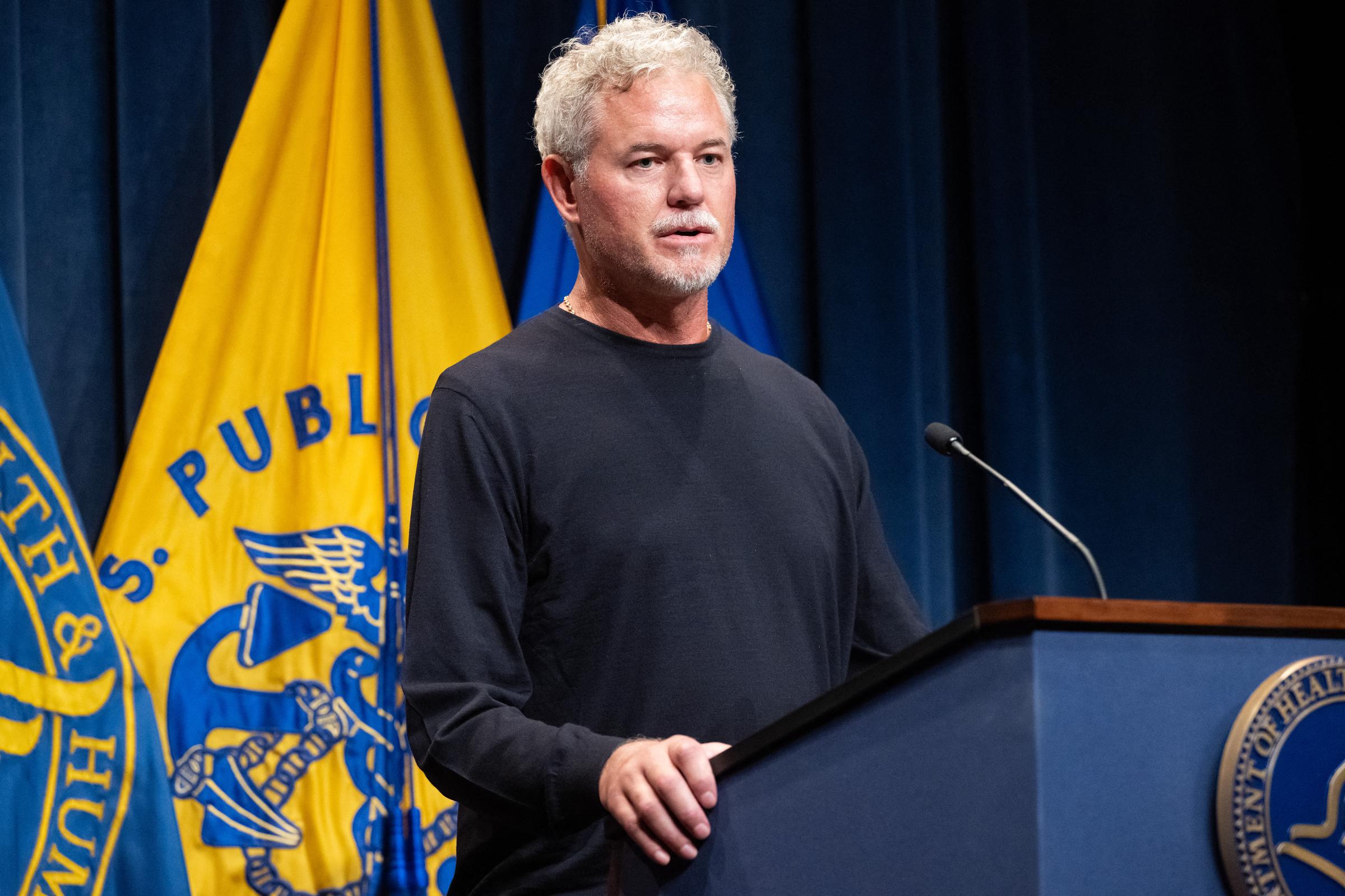 Eric Dane speaks about his ALS diagnosis during a news conference to discuss health insurance at the Department of Health and Human Services Headquarters in Washington, DC, on June 23, 2025. | Source: Getty Images
