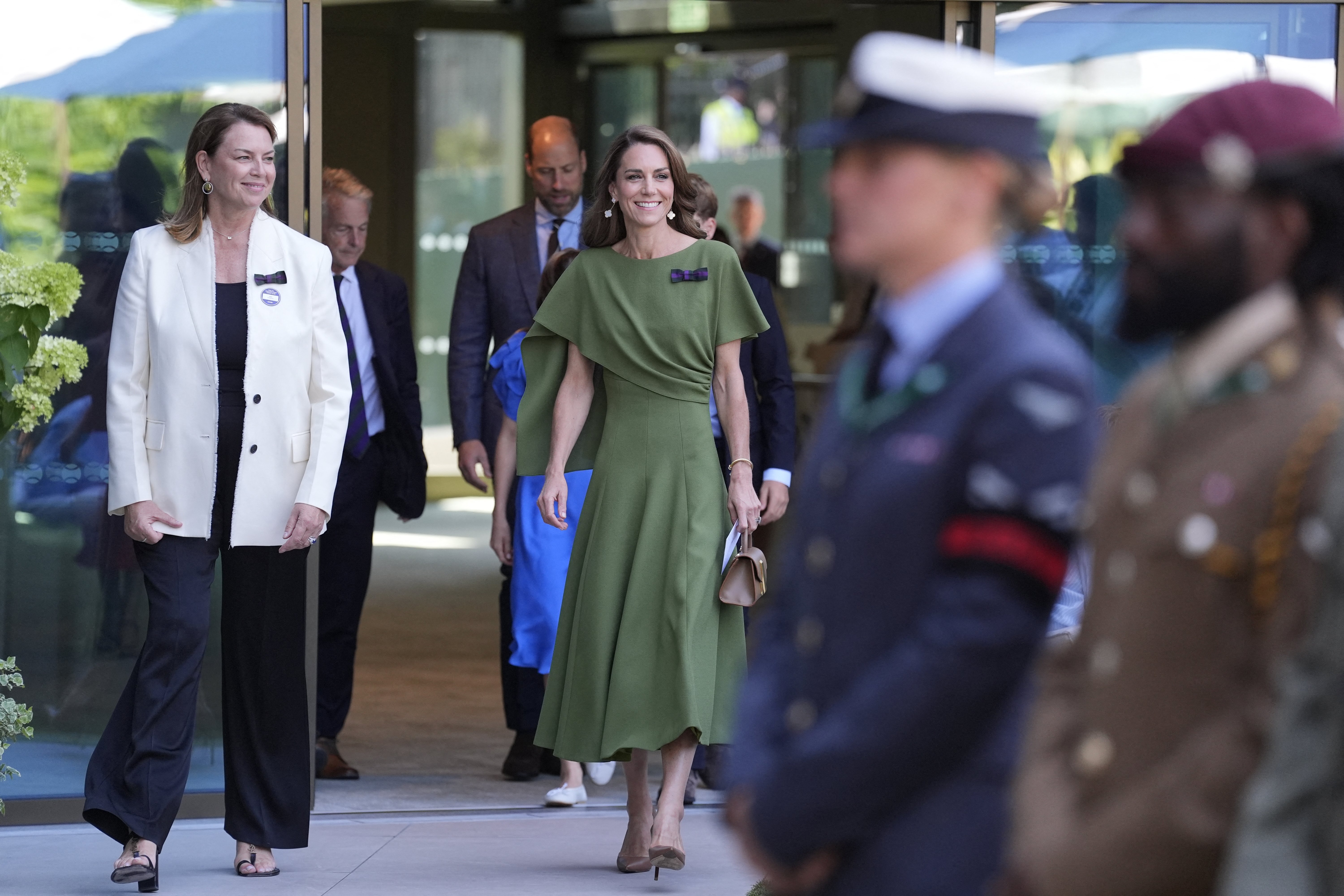 Catherine arrived at Centre Court with Prince William, Prince George, and Princess Charlotte for the men's singles final, but Prince Louis was absent from the family outing. | Source: Getty Images