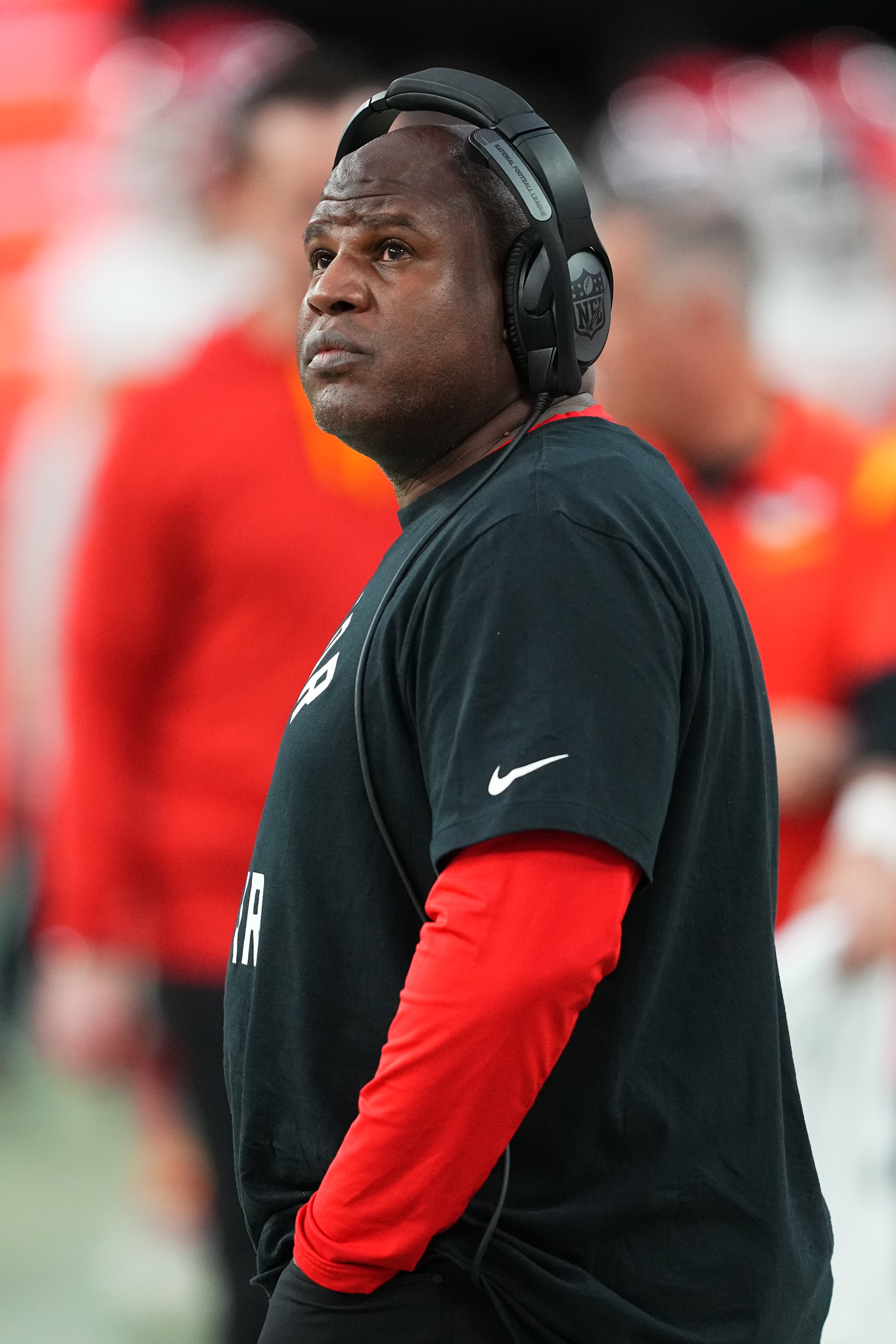 Eric Bieniemy patrols the sideline during his first stint as the Chiefs' offensive coordinator. Head coach Andy Reid said the longtime assistant has left training camp indefinitely to be with his family as authorities investigate the shooting at his Virginia home. | Source: Getty Images
