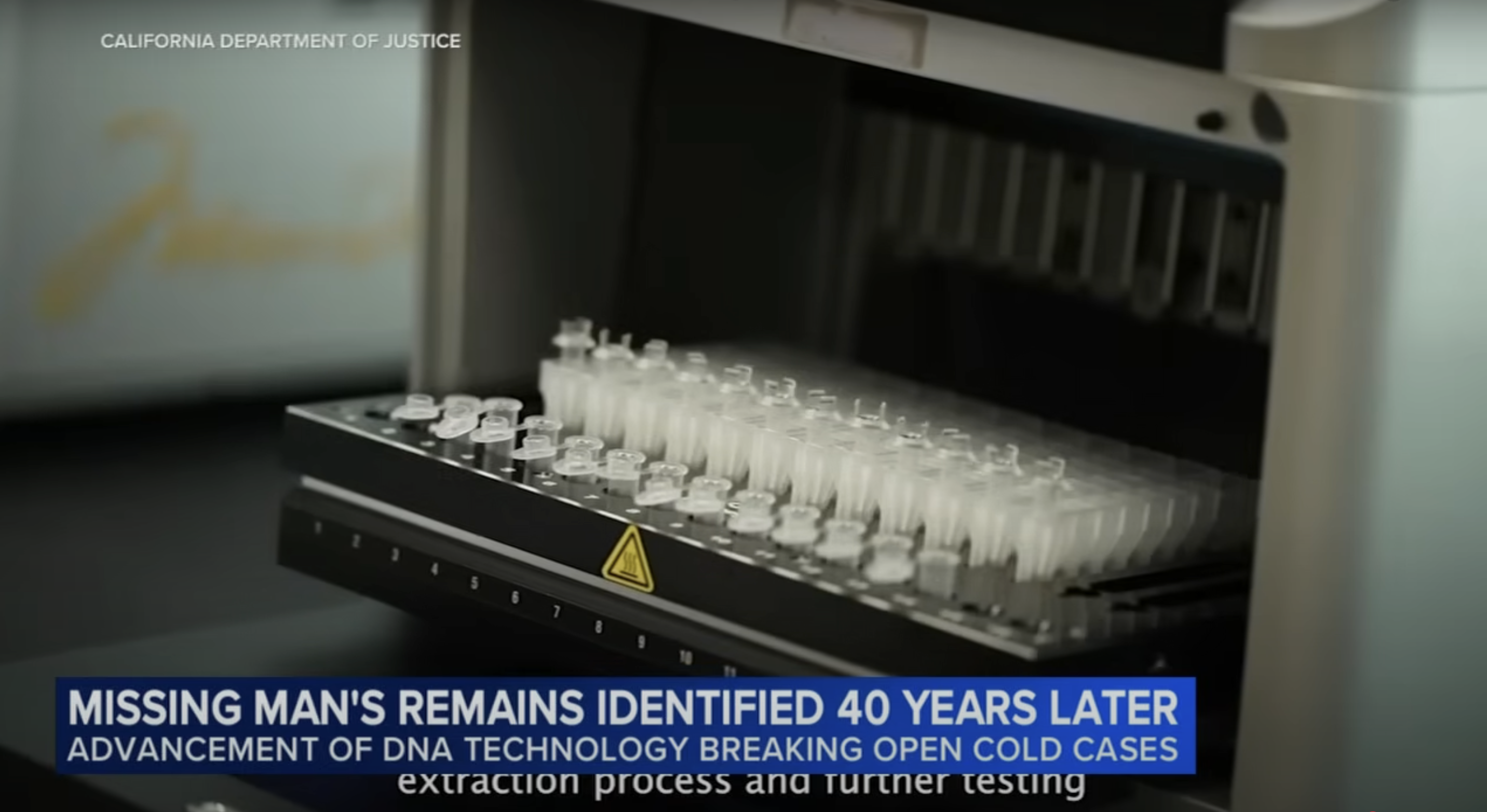 A photo showing DNA samples in a forensic lab, dated May 25, 2025 | Source: YouTube/abc7news