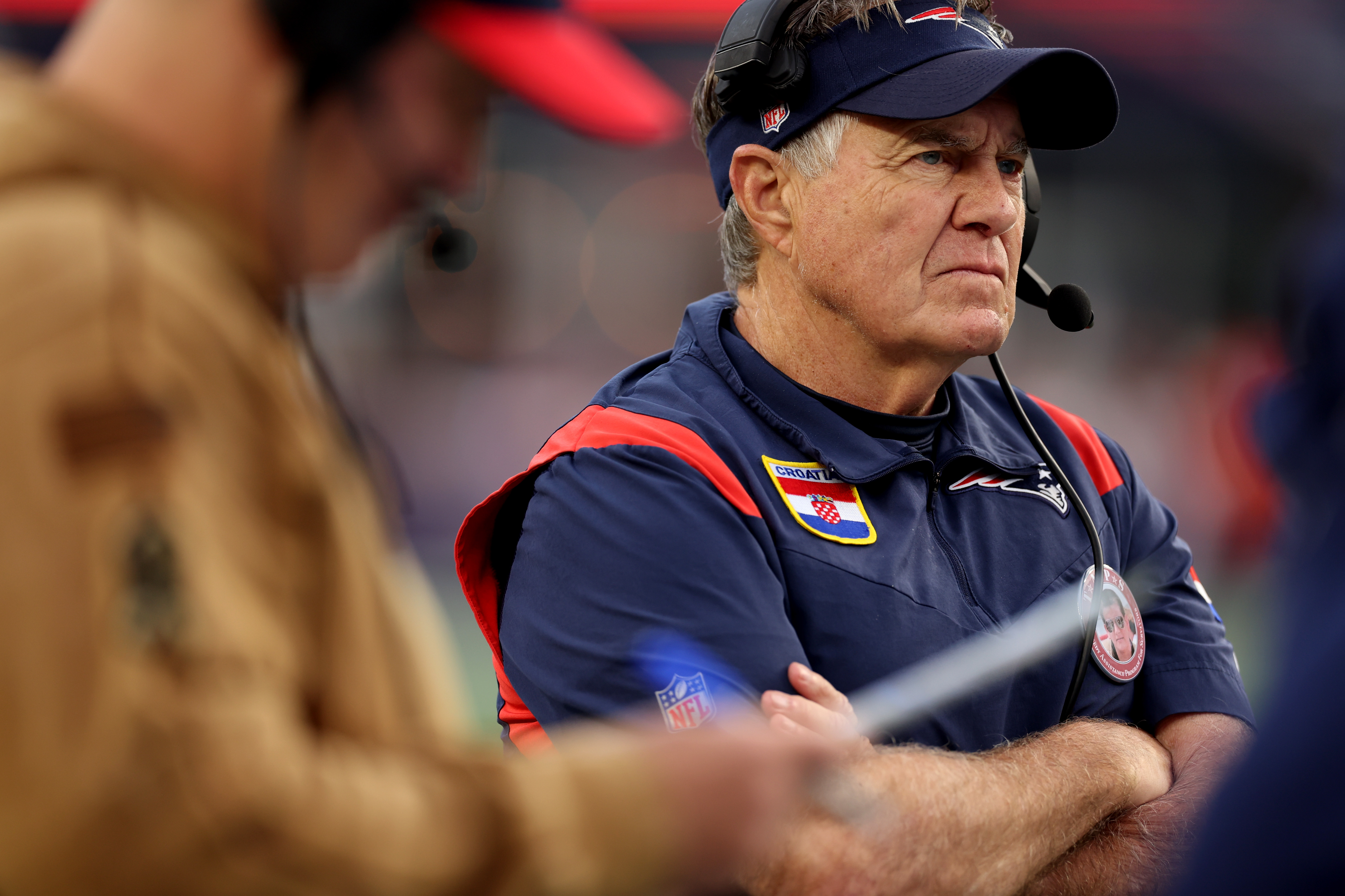 Then Head Coach Bill Belichick during the game against the Washington Commanders during the second half at Gillette Stadium on November 5, 2023, in Foxborough, Massachusetts. | Source: Getty Images
