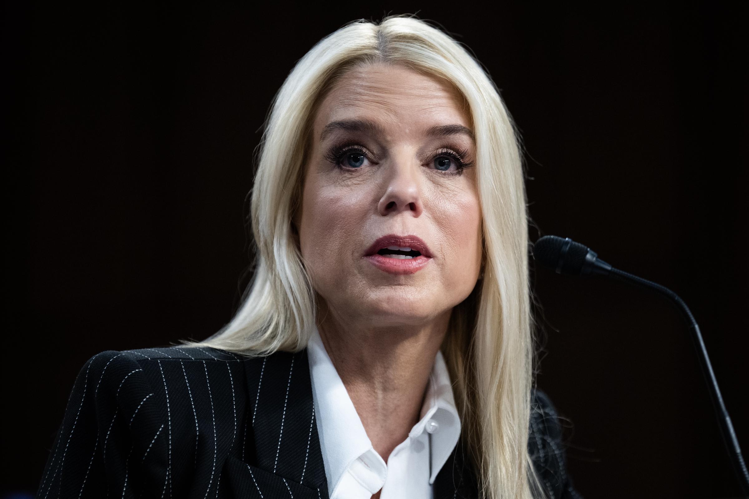 Pam Bondi testifies during her Senate Judiciary Committee confirmation hearing on Capitol Hill in Washington, D.C., on January 15, 2025 | Source: Getty Images