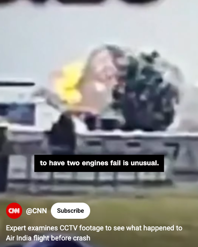 A still image of the explosion that ensued after the Air India plane crash, posted in 2025. | Source: YouTube/@CNN