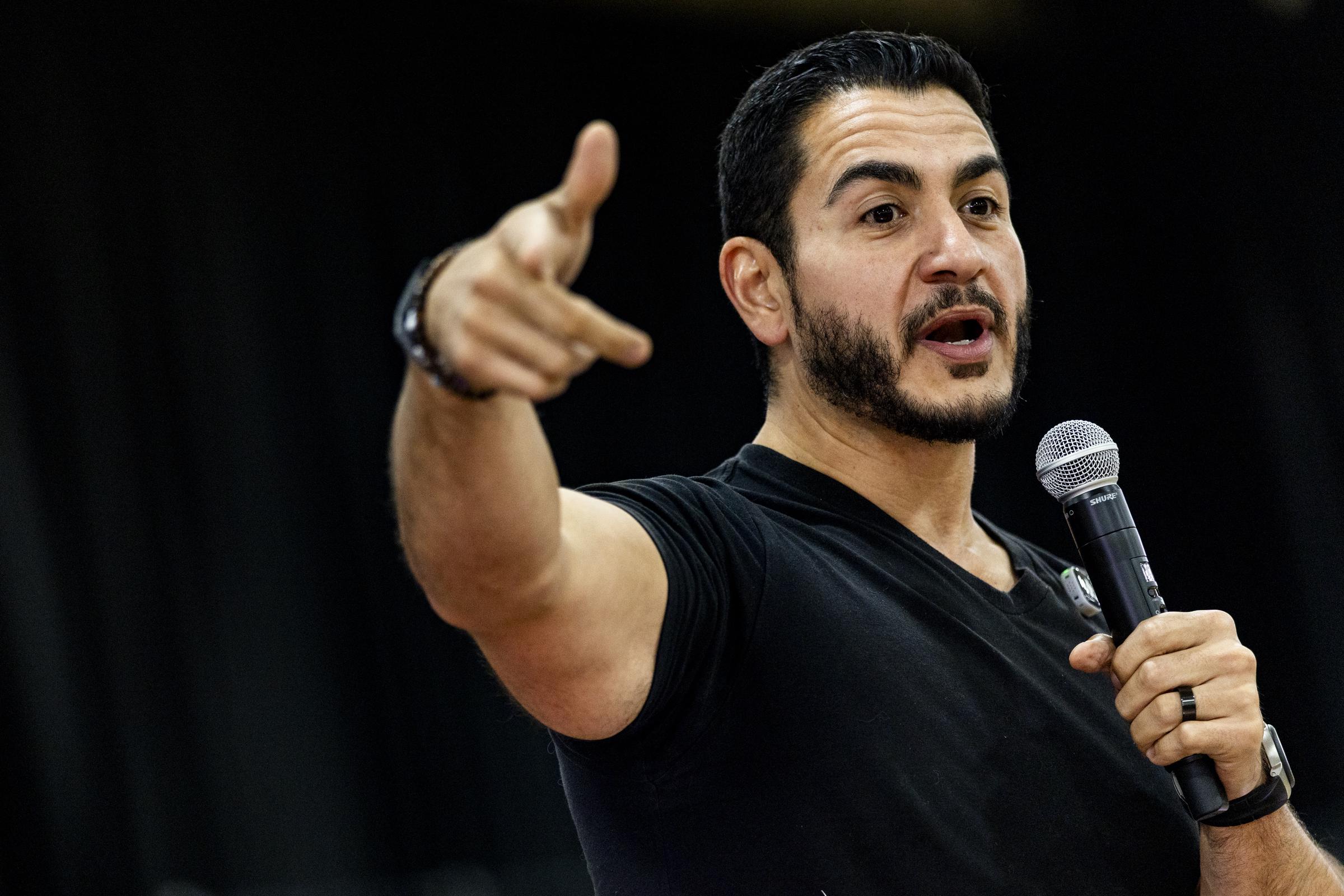 Abdul El-Sayed speaks during an event amid his escalating political feud with Vice President JD Vance over comments involving Usha Vance and the Vance family. | Source: Getty Images