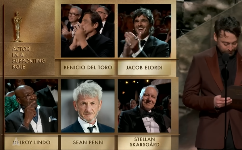 Kieran Culkin on stage at the Oscars announcing the award for Best Actor in a Supporting Role on Mrch 15, 2026 | Source: YouTube/Oscars