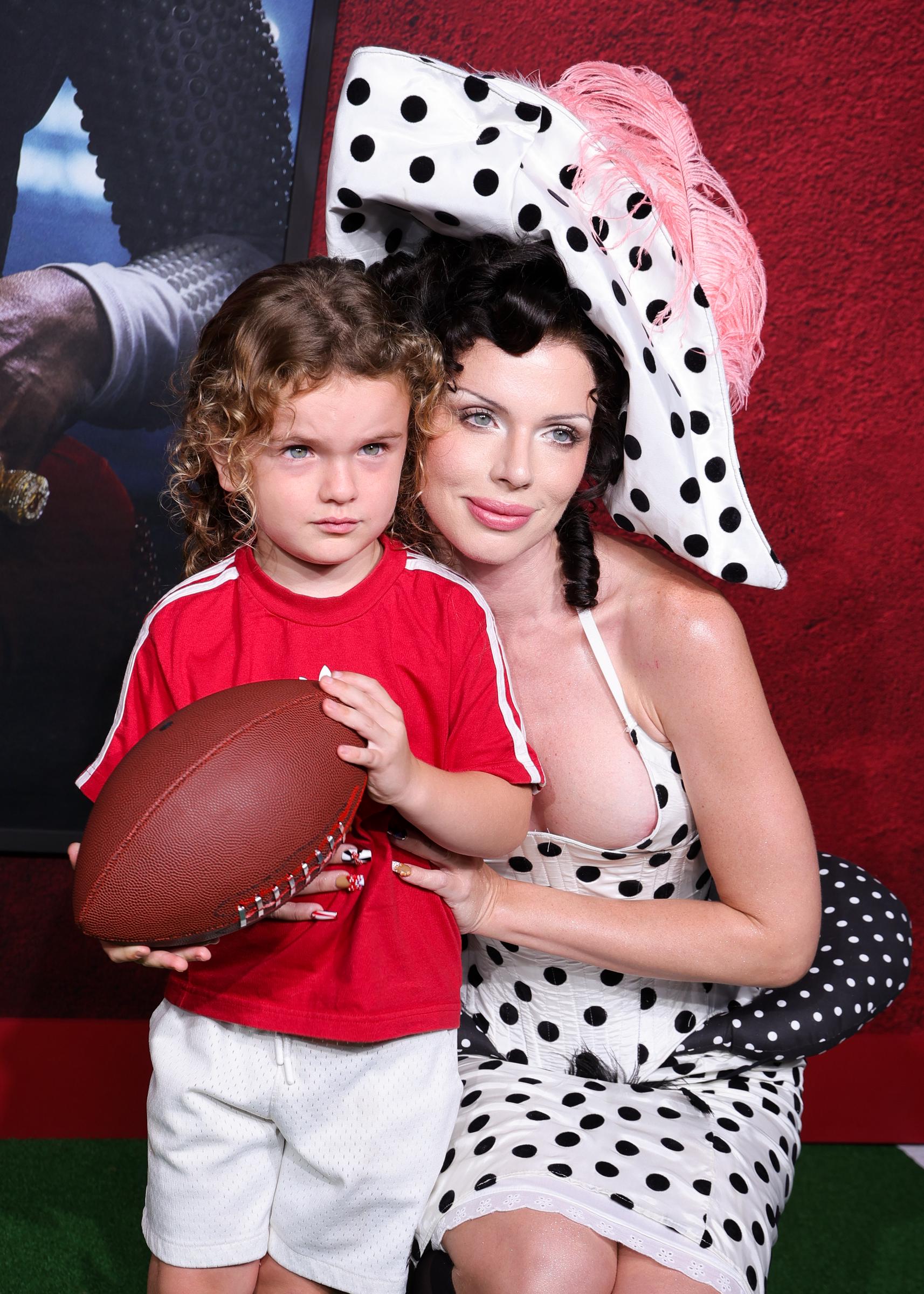 Julia Fox and her son Valentino Fox at Universal Pictures' "Him" Los Angeles Premiere held at TCL Chinese Theatre on September 17, 2025, in Los Angeles, California | Source: Getty Images