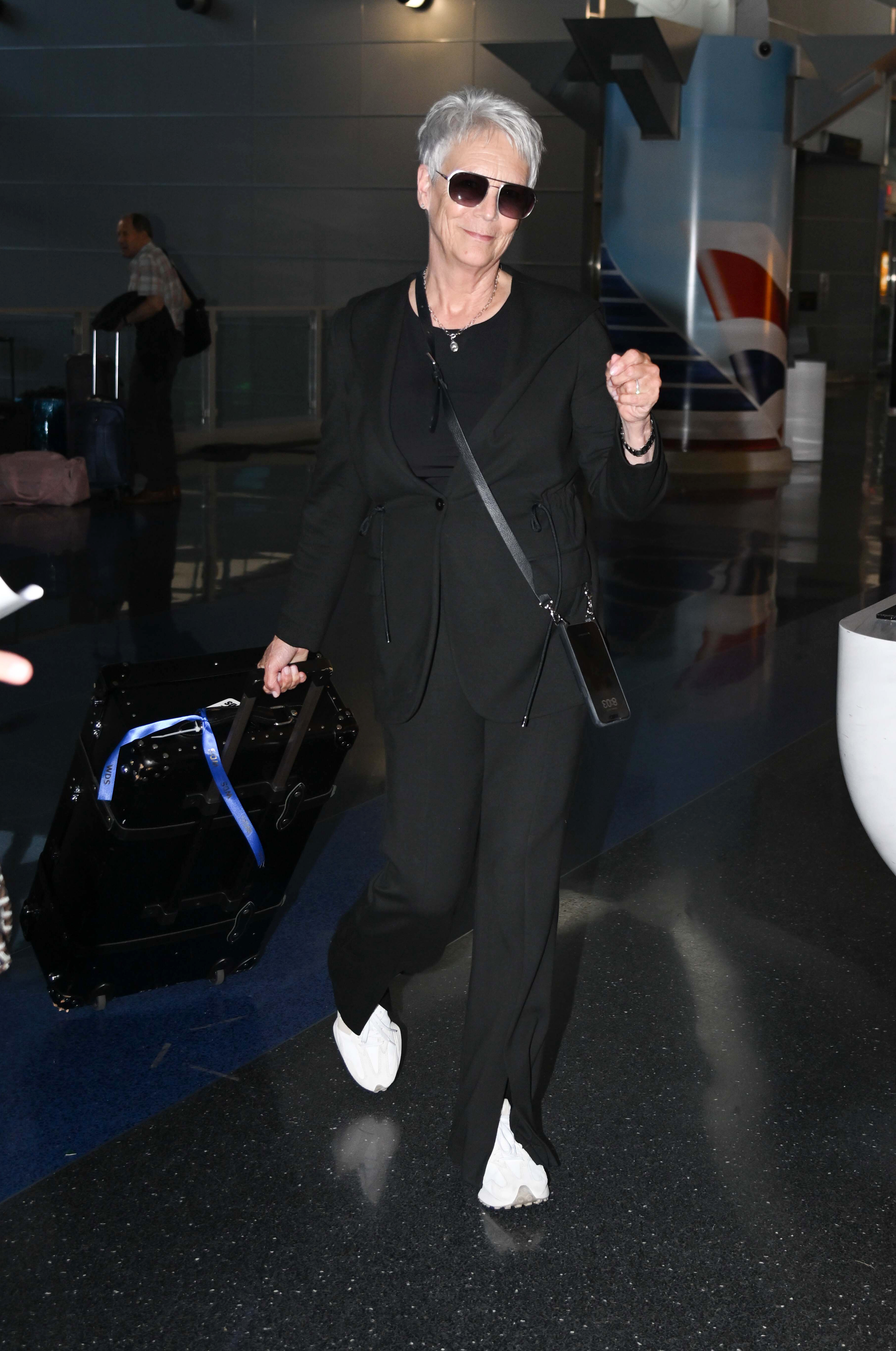 Jamie Lee Curtis is seen at JFK airport in New York City on July 29, 2025 | Source: Getty Images