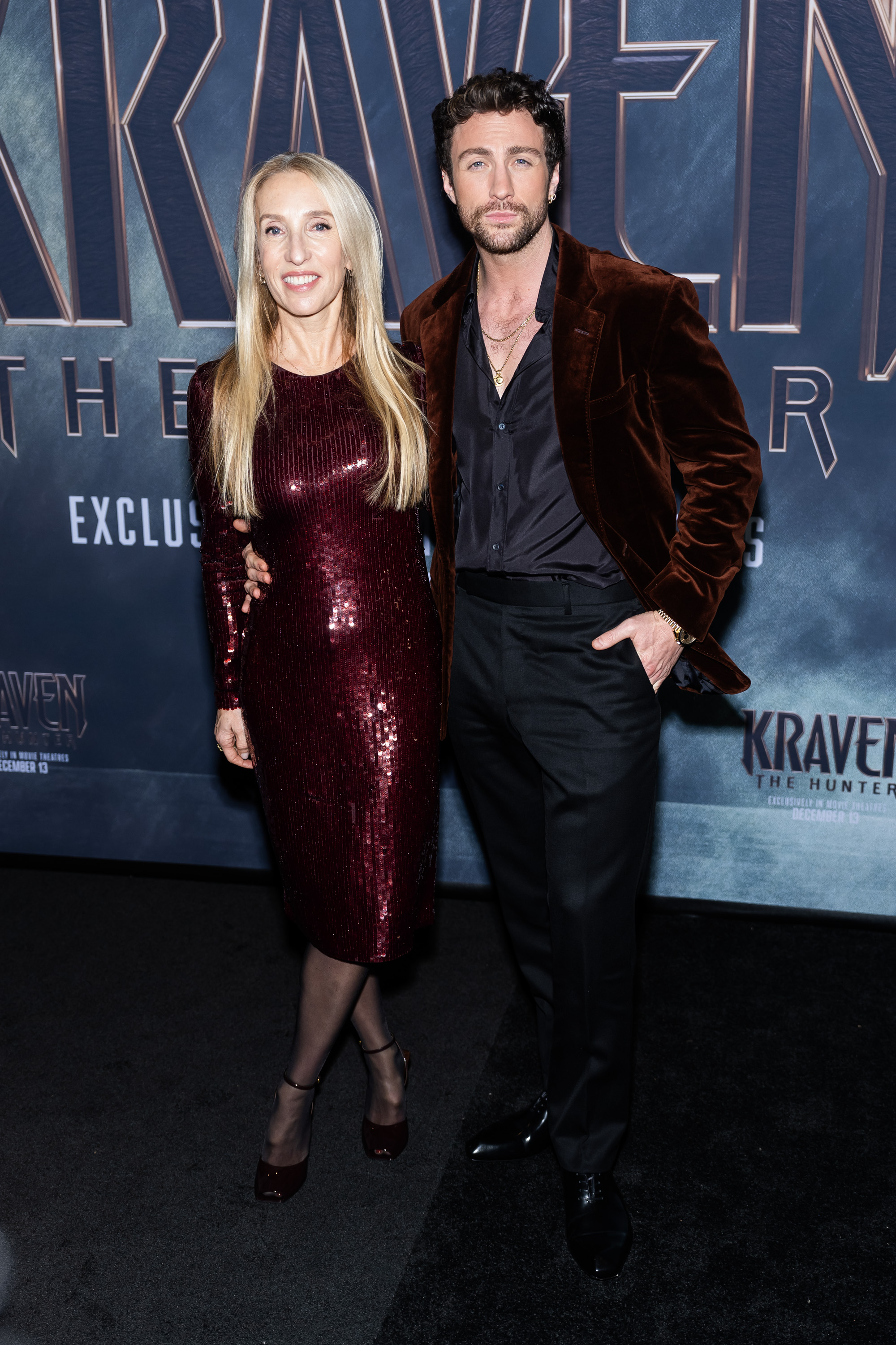 Sam and Aaron Taylor-Johnson attend the "Kraven The Hunter" New York premiere on December 10, 2024 | Source: Getty Images