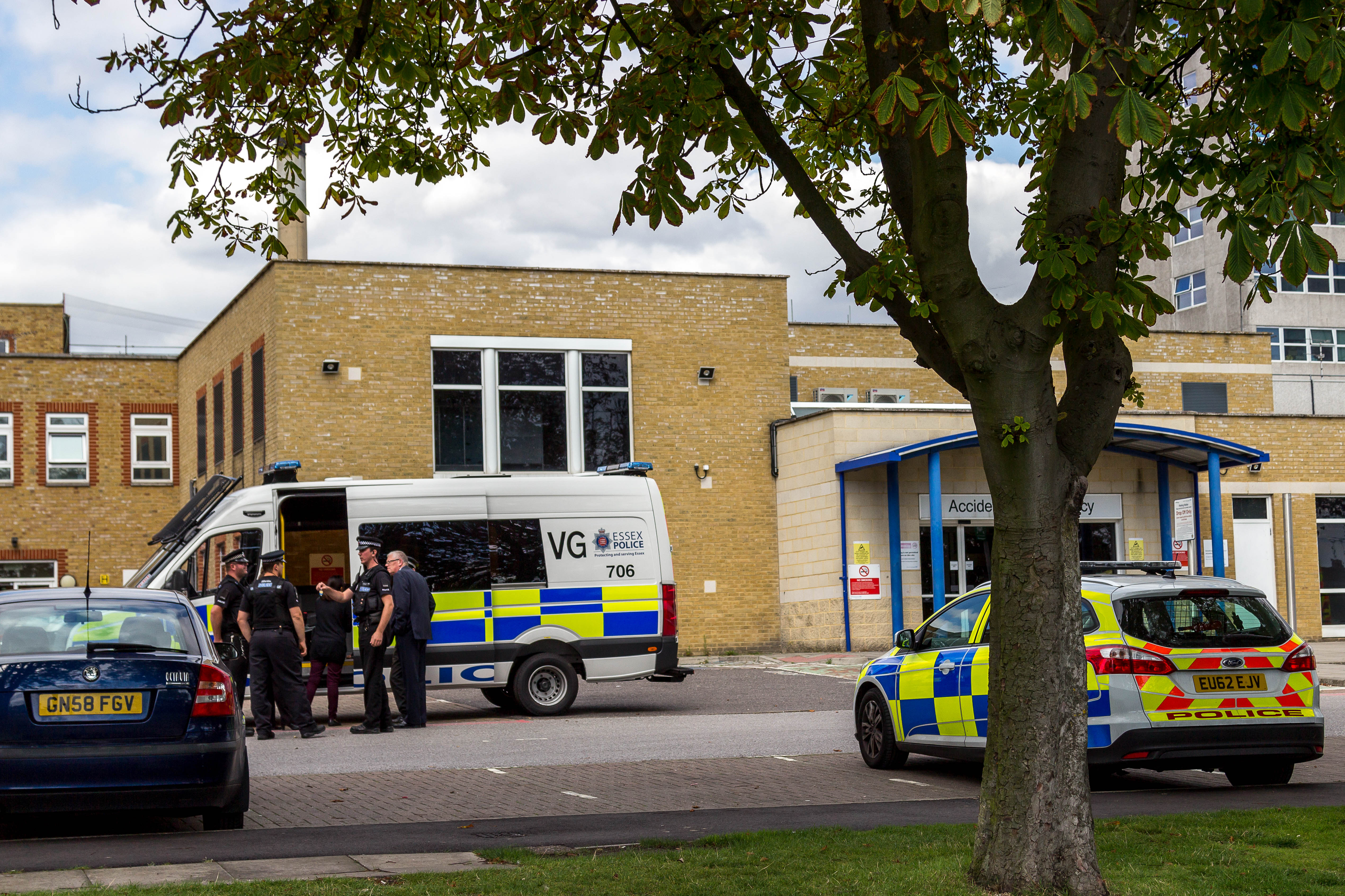 Policemen and an ambulance outside an hospital in Southend, Essex | Source: Getty Images