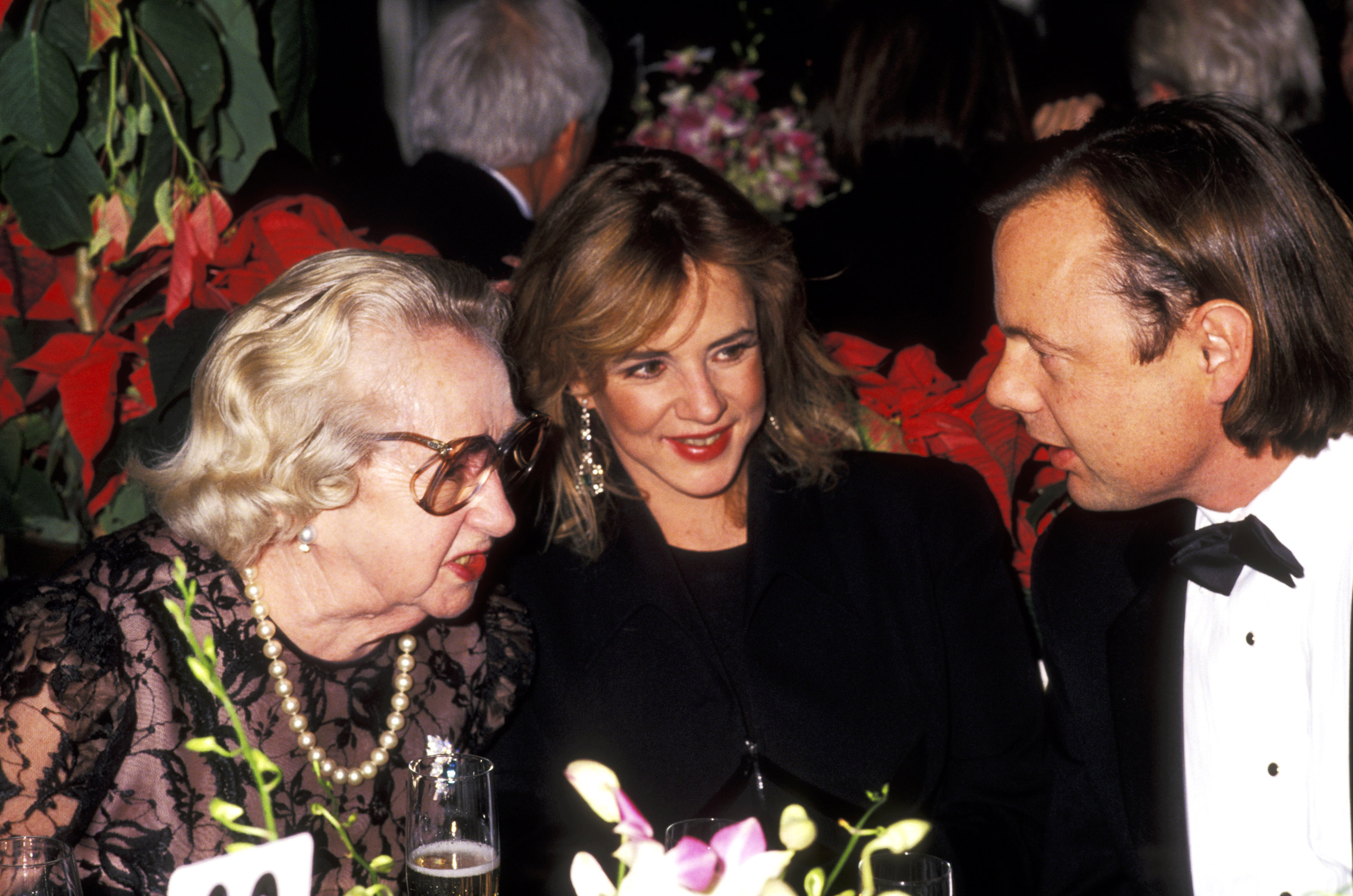 In this photo, Stockard Channing, her mother Mary Alice English, and Daniel Gillham attended the premiere party for "Six Degrees of Separation" on December 6, 1993, in New York City, New York. | Source: Getty Images