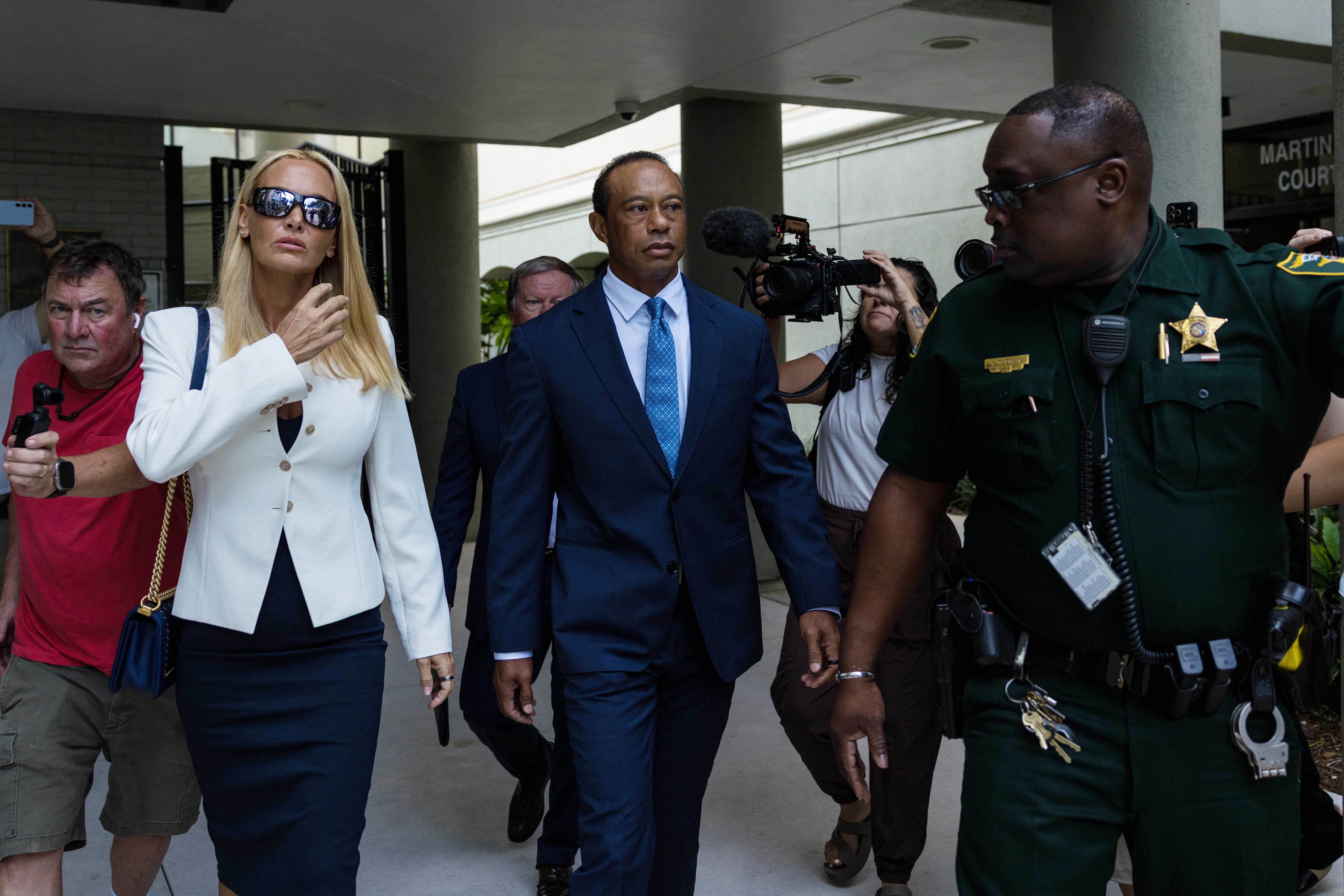 Tiger Woods leaves the Martin County Courthouse on September 2, 2026, as his legal case over the March 27 DUI crash on Jupiter Island moves toward its expected resolution.