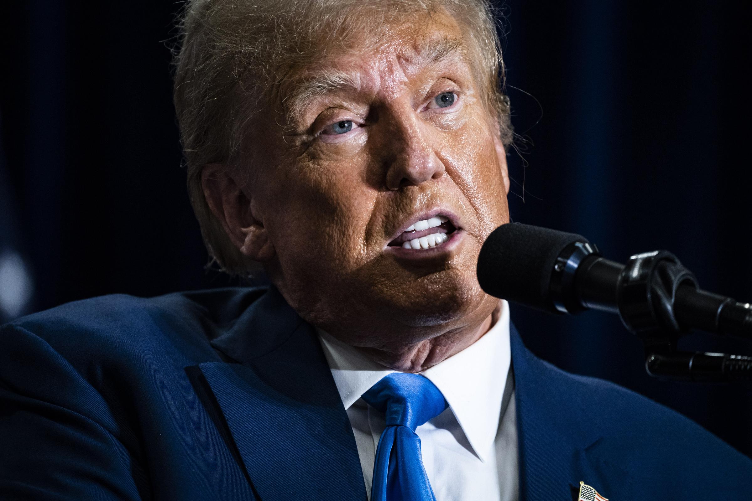Donald Trump speaking at a campaign rally in Derry on October 23, 2023. | Source: Getty Images