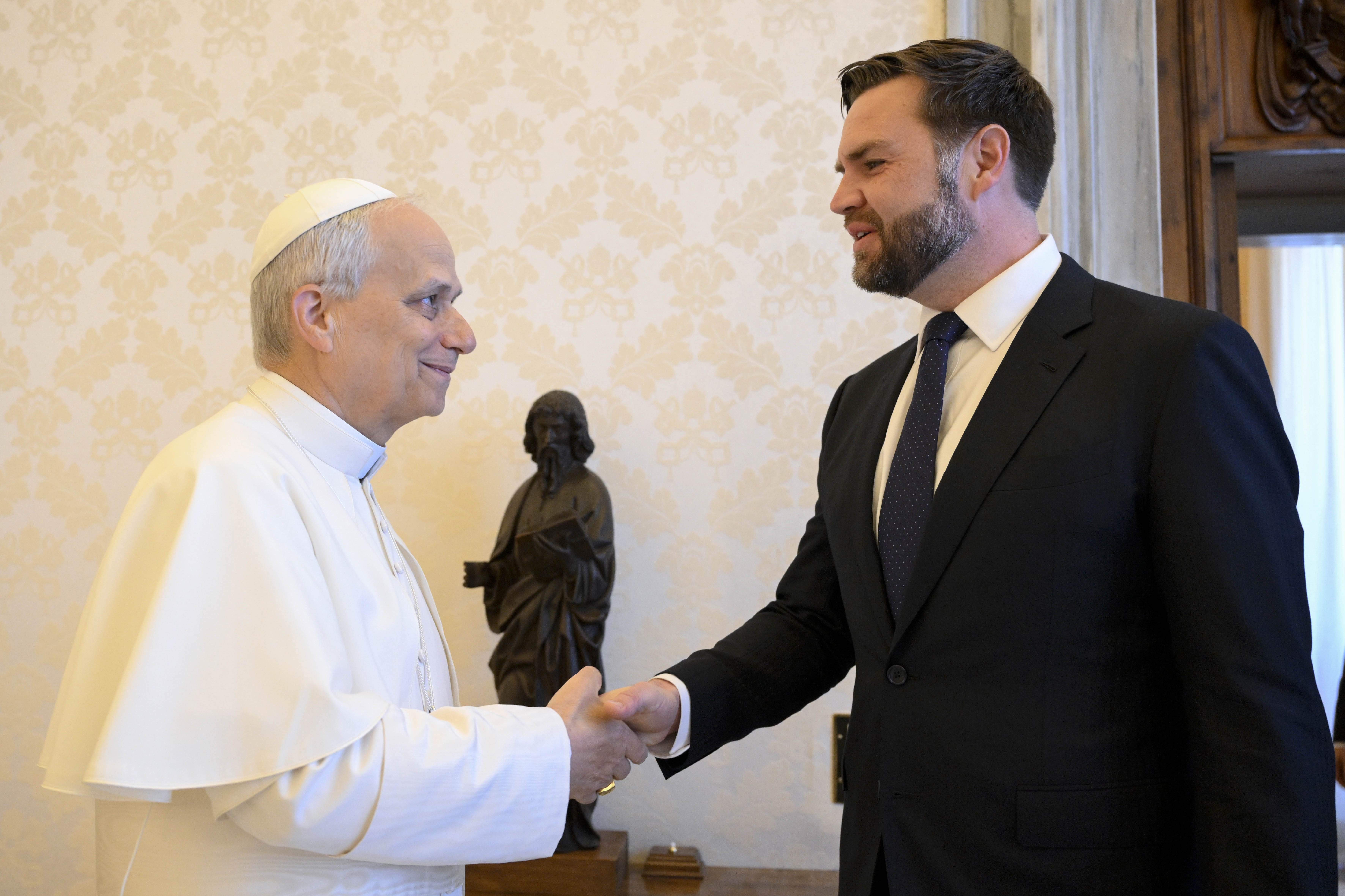 Pope Leo XIV holds a private audience with JD Vance at the Apostolic Palace in Vatican City, Vatican, on May 19, 2025 | Source: Getty Images