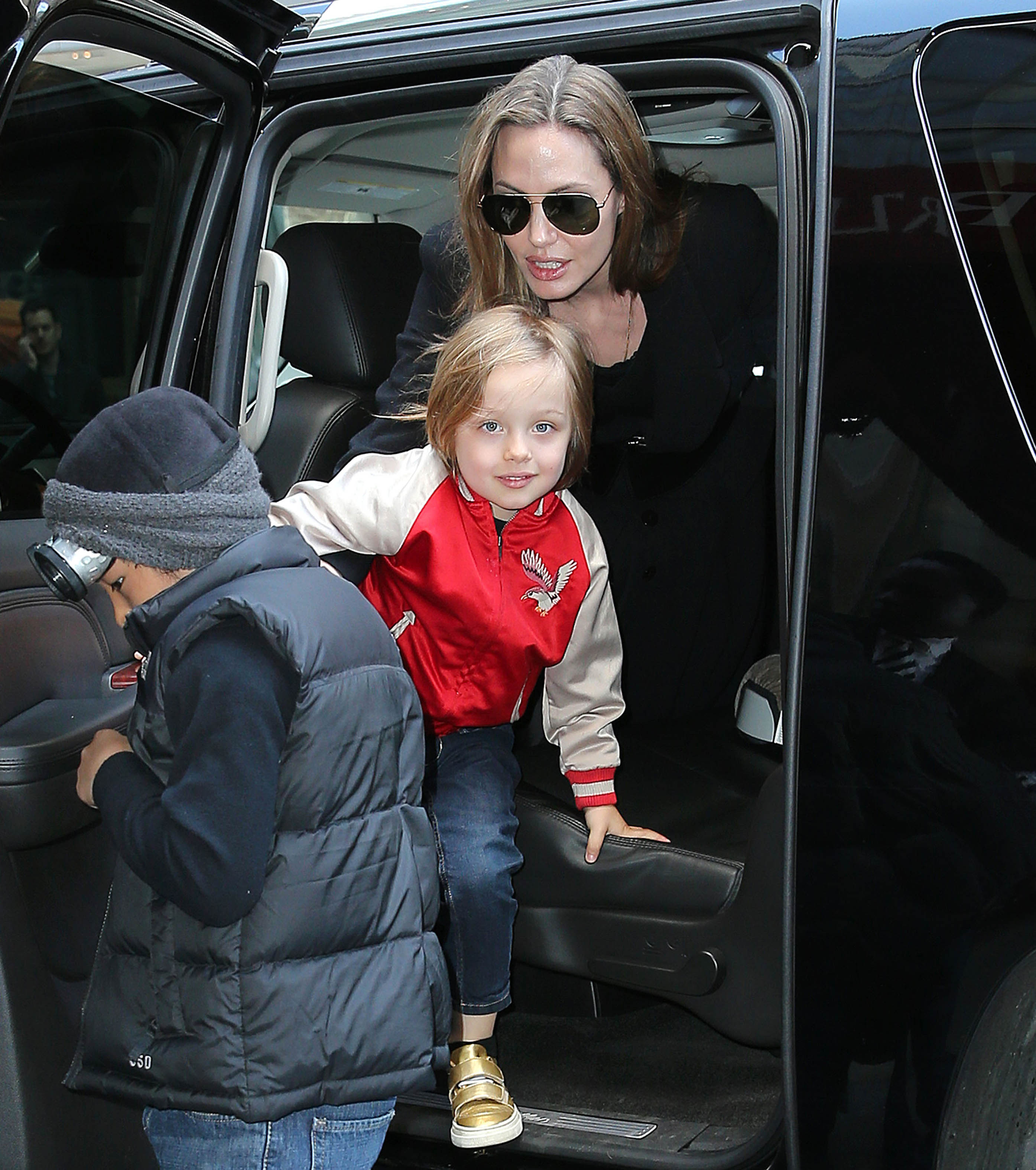 Pax Thien, Angelina Jolie, and Knox Leon seen on April 5, 2013 in New York City | Source: Getty Images