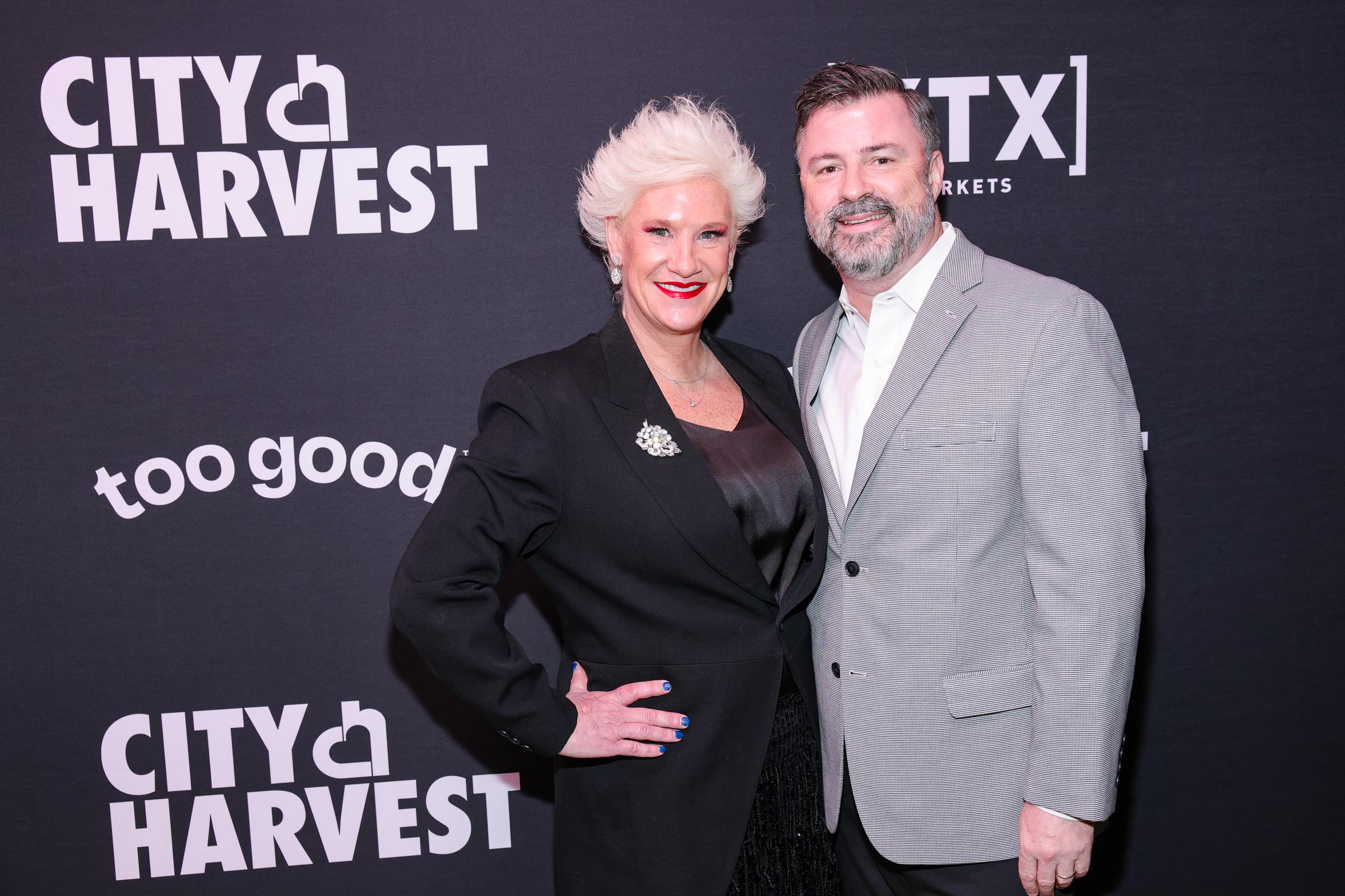 Anne Burrell and her husband Stuart Claxton attend the New York City Harvest Gala: Carnaval at Cipriani 42nd Street on April 22, 2025 | Source: Getty Images