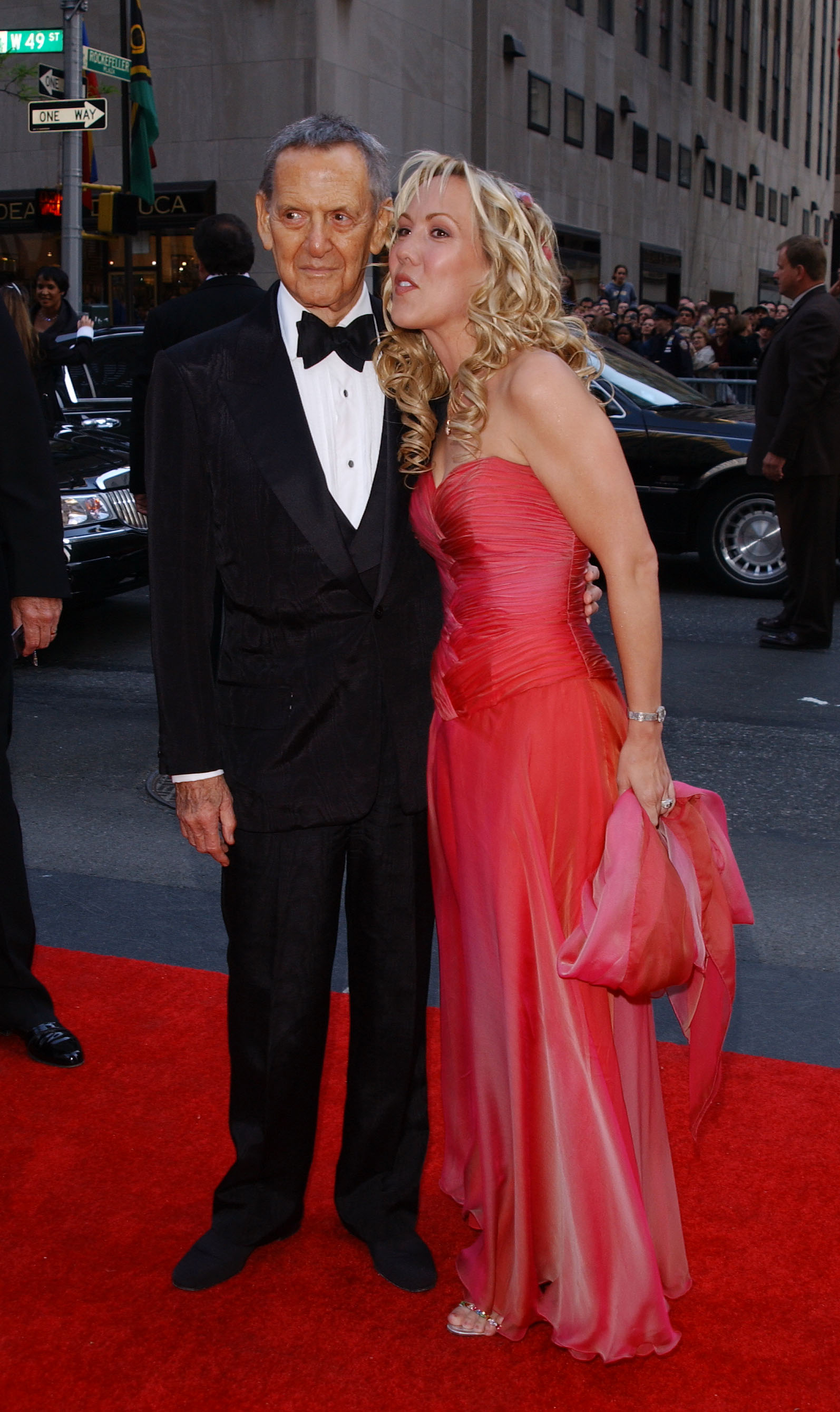 Tony Randall and wife Heather Harlan during the NBC 75th Anniversary celebration at Rockefeller Center on May 5, 2002, in New York City | Source: Getty Images