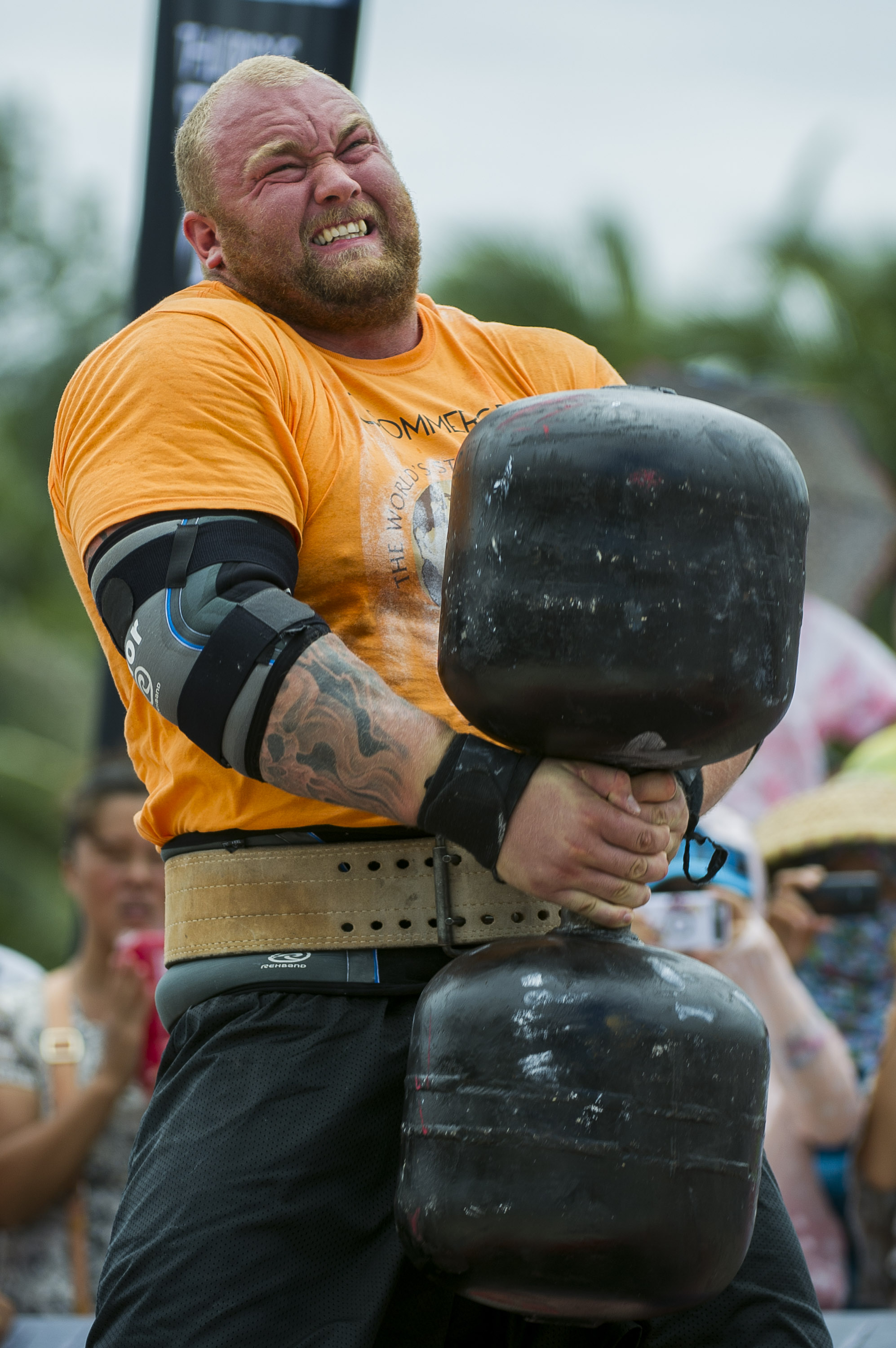 Hafþór Júlíus Björnsson strained through the Circus Medley event during the World's Strongest Man competition at Yalong Bay Cultural Square on Hainan Island, China, on August 24, 2013. Years before becoming globally recognized as Ser Gregor Clegane, or the Mountain, in "Game of Thrones," the Icelandic strongman built his reputation on the international competition circuit.