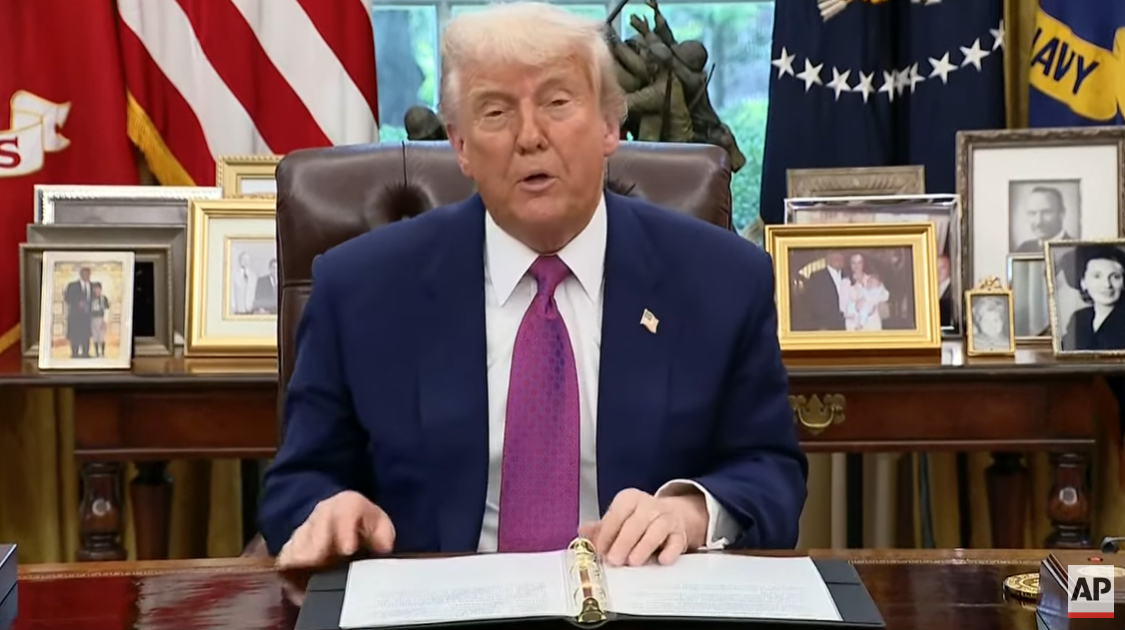 President Donald Trump announces the Golden Dome missile defense system during a televised address from the Oval Office, on May 21, 2025 | Source: YouTube/AssociatedPress
