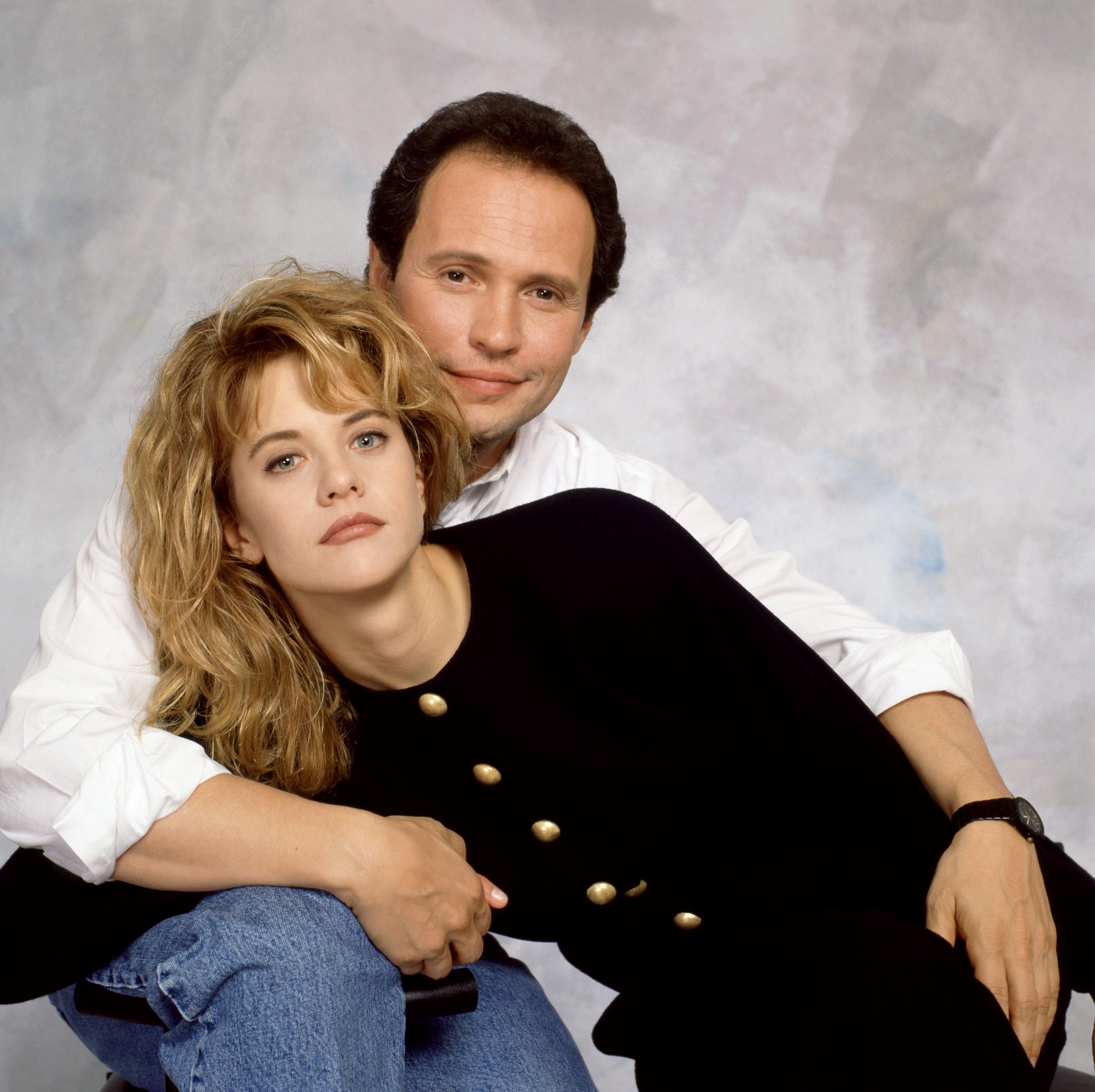 Meg Ryan and Billy Crystal posing for a portrait as their characters Sally and Harry from "When Harry Met Sally" in 1989. | Source: Getty Images