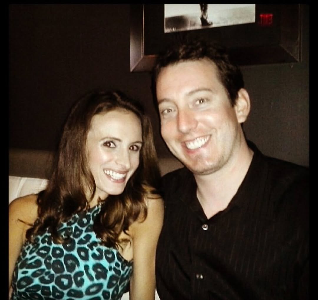 Samantha and Kyle Busch sitting and smiling together. | Source: Instagram/rowdybusch