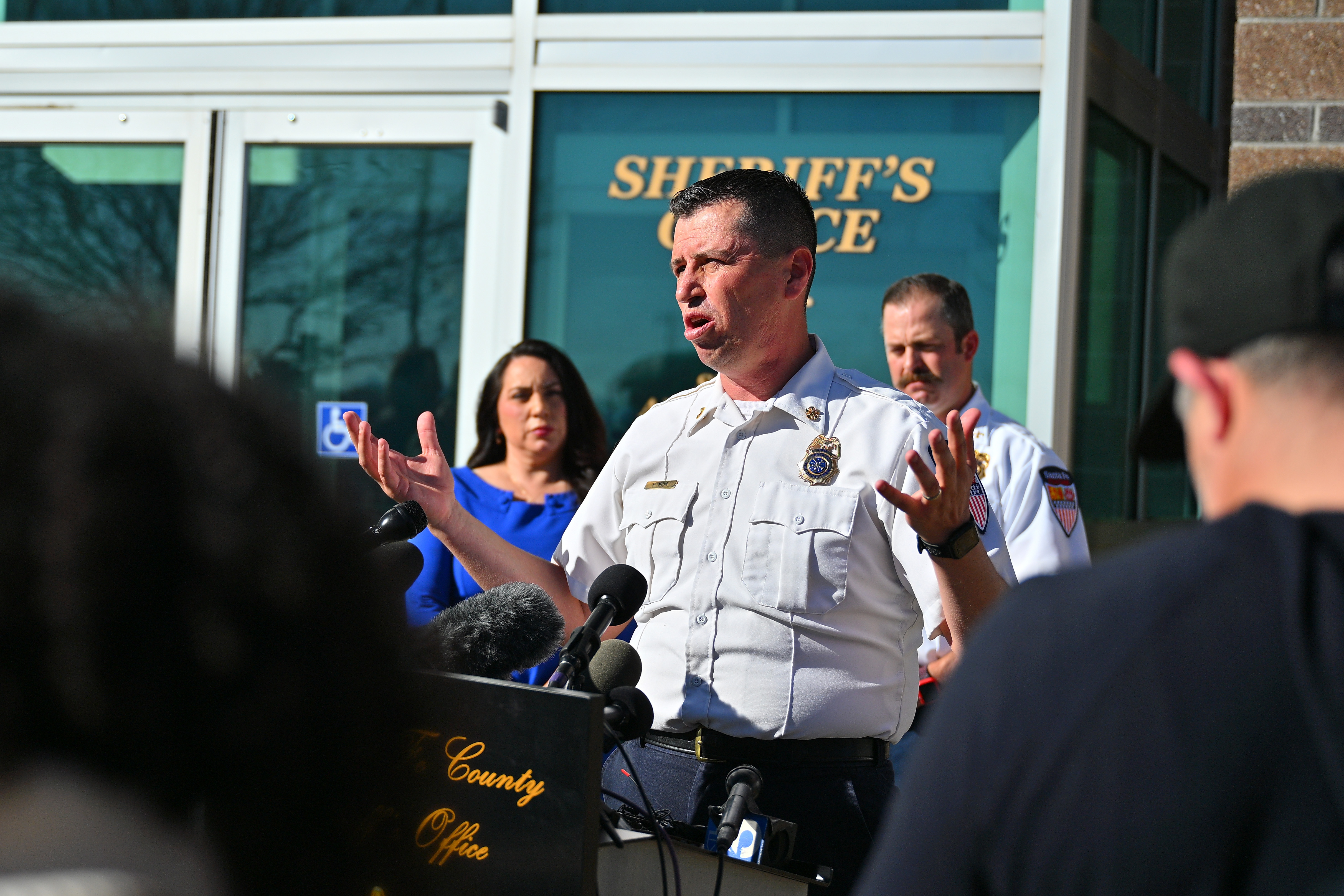 City of Santa Fe Fire Department Chief Brian Moya speaks during a press conference providing an update on the investigation into the deaths of Gene Hackman and Betsy Arakawa on February 28, 2025. | Source: Getty Images