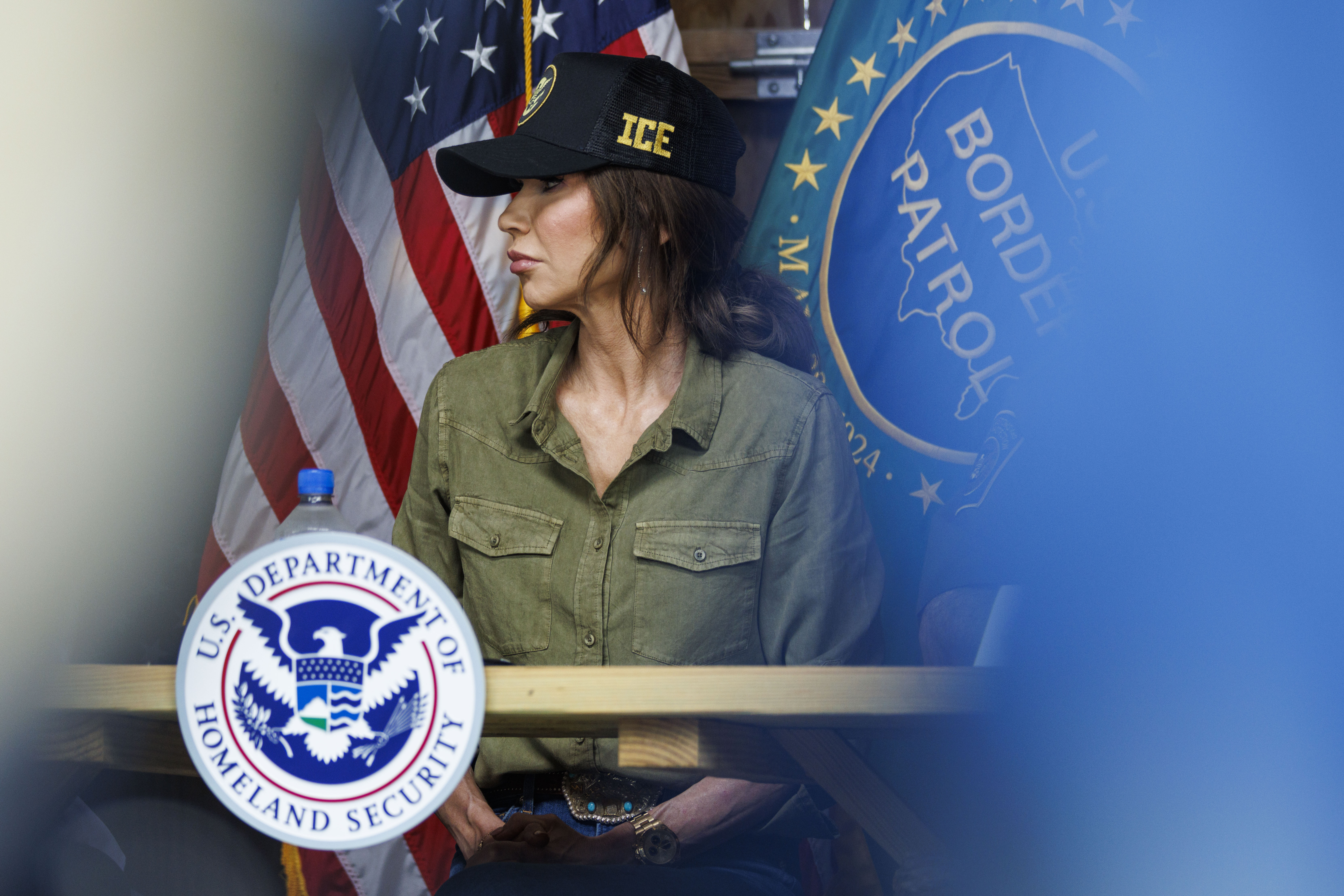 Kristi Noem attends a roundtable with Border Patrol and local officials in Texas, on January 7, 2026  | Source: Getty Images