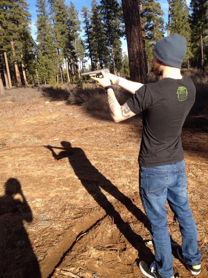 Kaylub Giamanco had learned to handle firearms long before the school shooting. An earlier photo shows him practicing with a handgun outdoors. | Source: Facebook / Kaylub Giamanco.