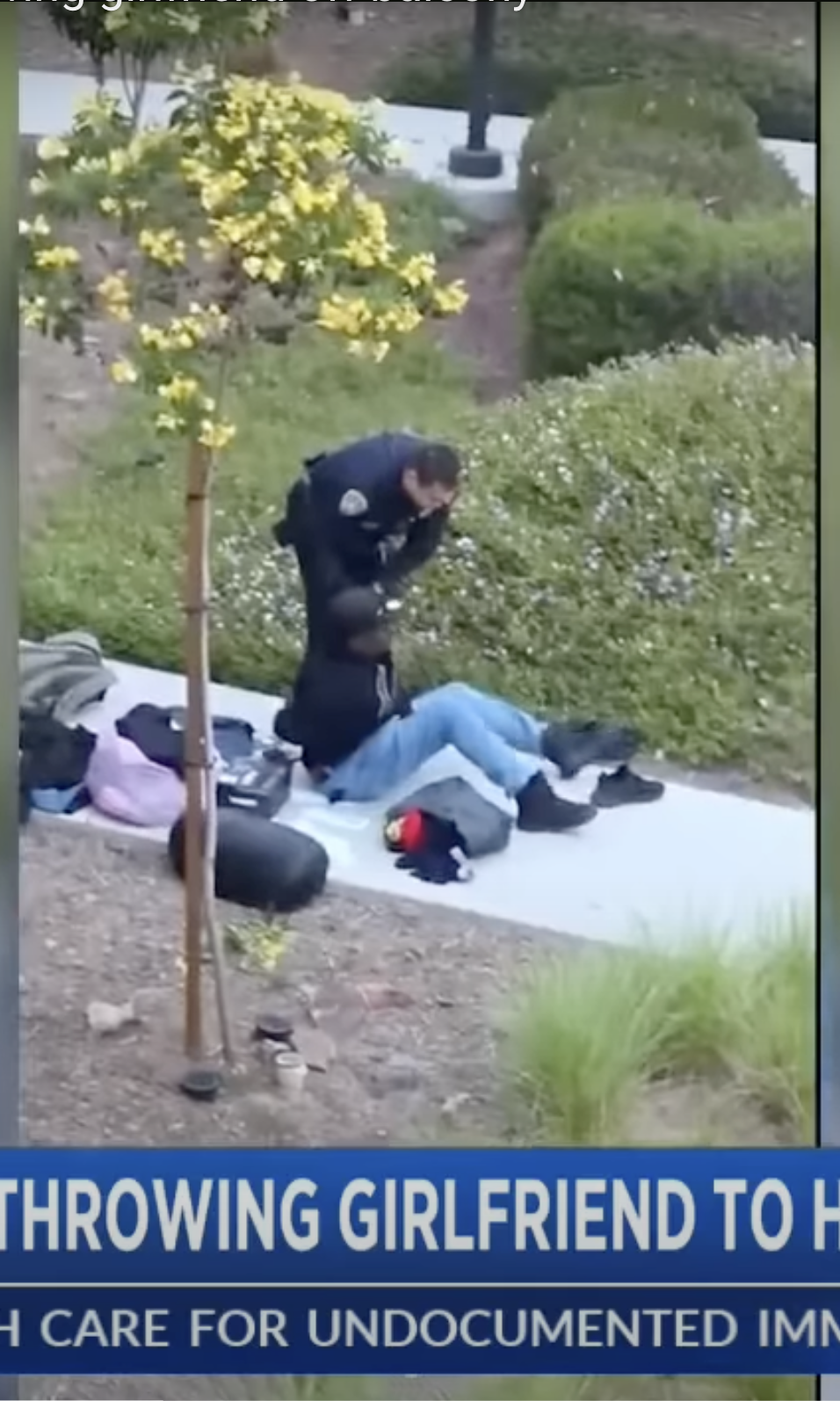 The suspect, Albert Turner, is being taken into custody by a policeman, as seen in a video dated May 16, 2025 | Source: YouTube/fox5sd