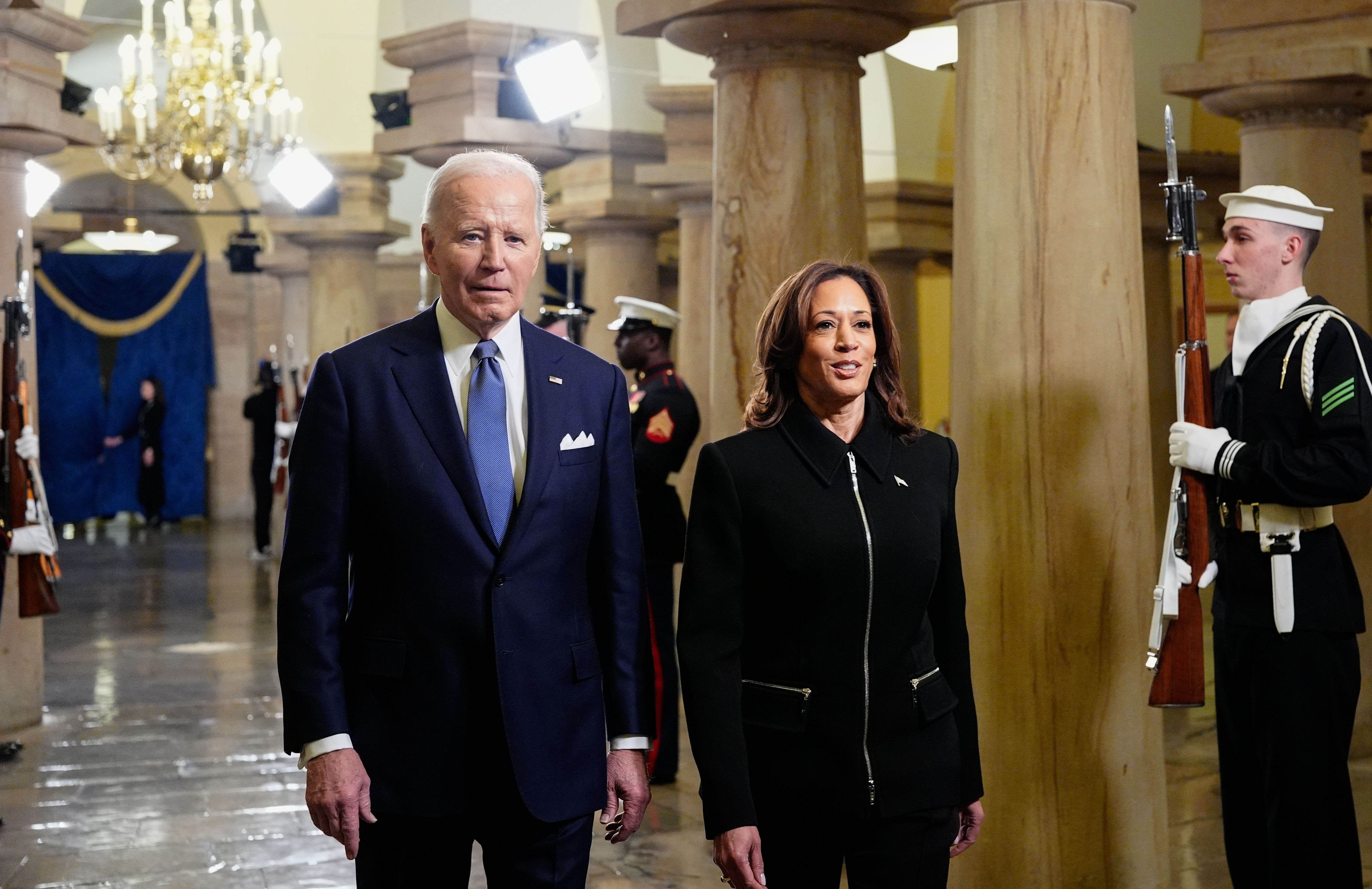 Joe Biden and Kamala Harris arrive ahead of the 60th inaugural ceremony at the US Capitol in Washington, DC, on January 20, 2025 | Source: Getty Images